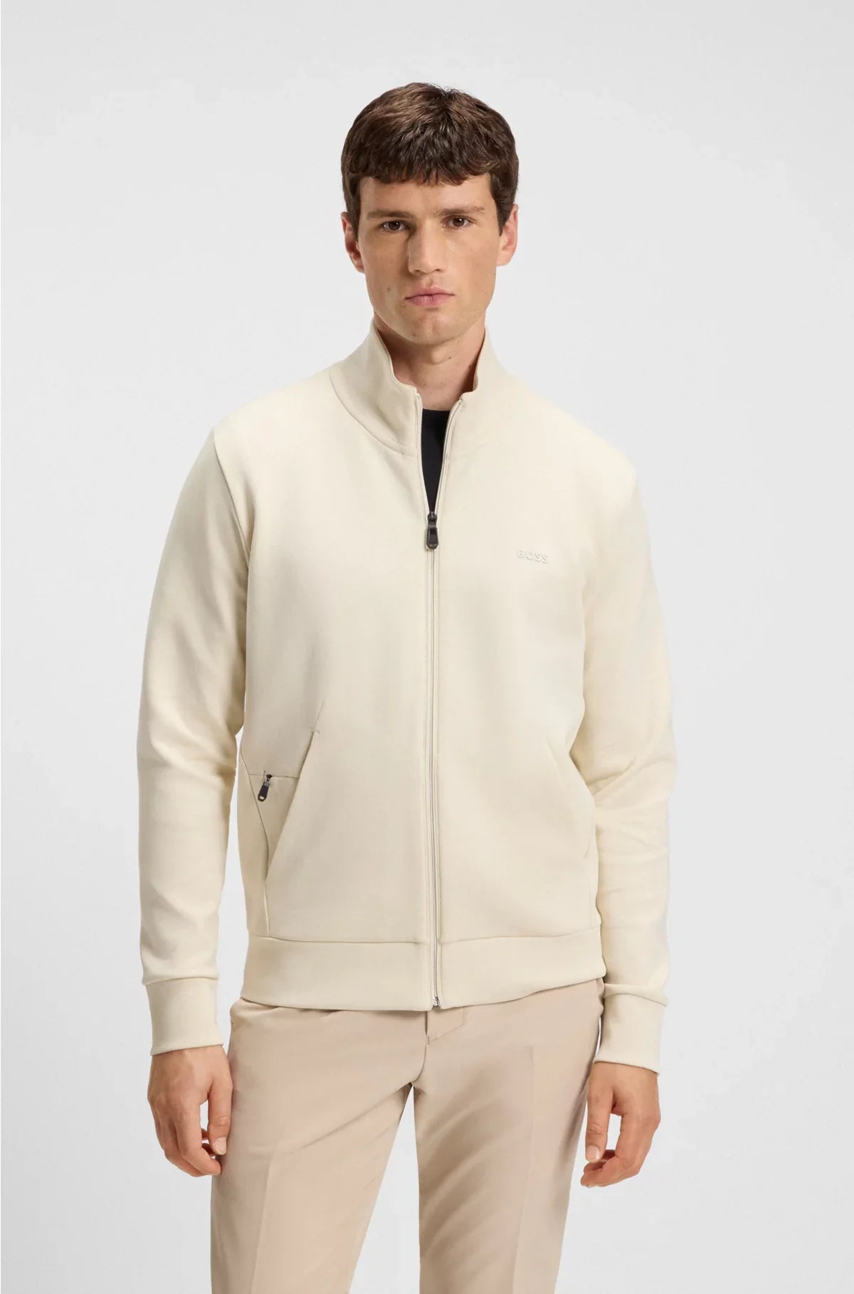 STRETCH-COTTON ZIP-UP SWEATSHIRT WITH LOGO PRINT