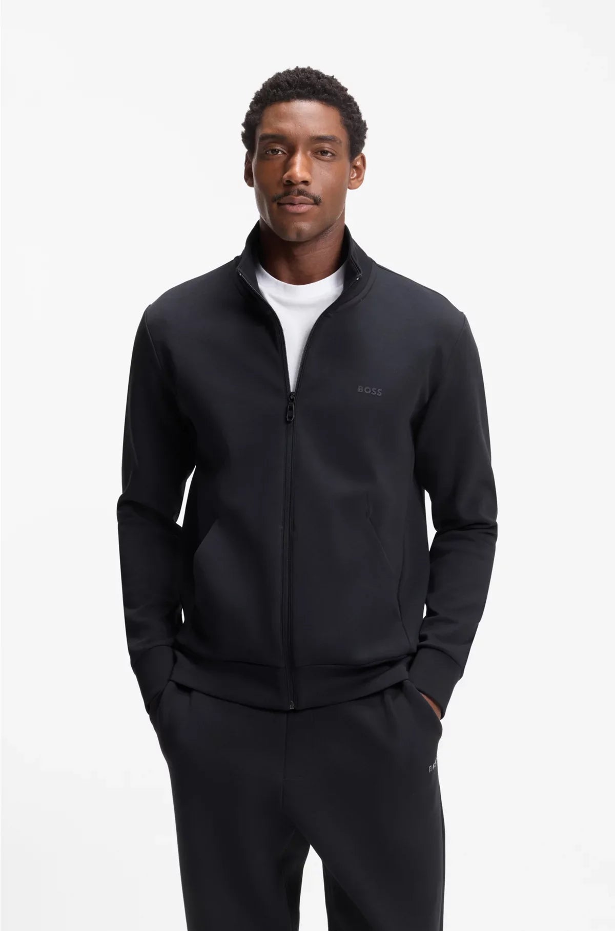 STRETCH-COTTON ZIP-UP SWEATSHIRT WITH LOGO PRINT