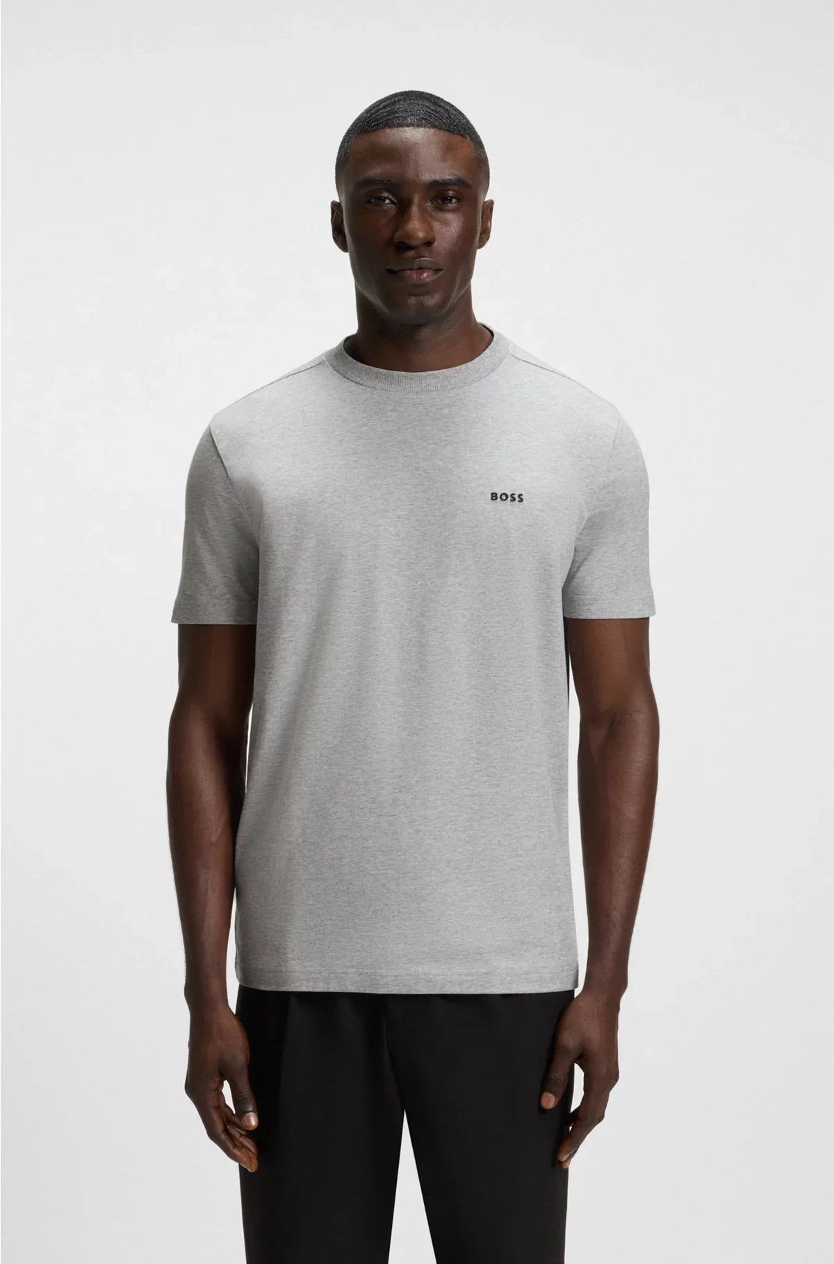 STRETCH-COTTON T-SHIRT WITH CONTRAST LOGO