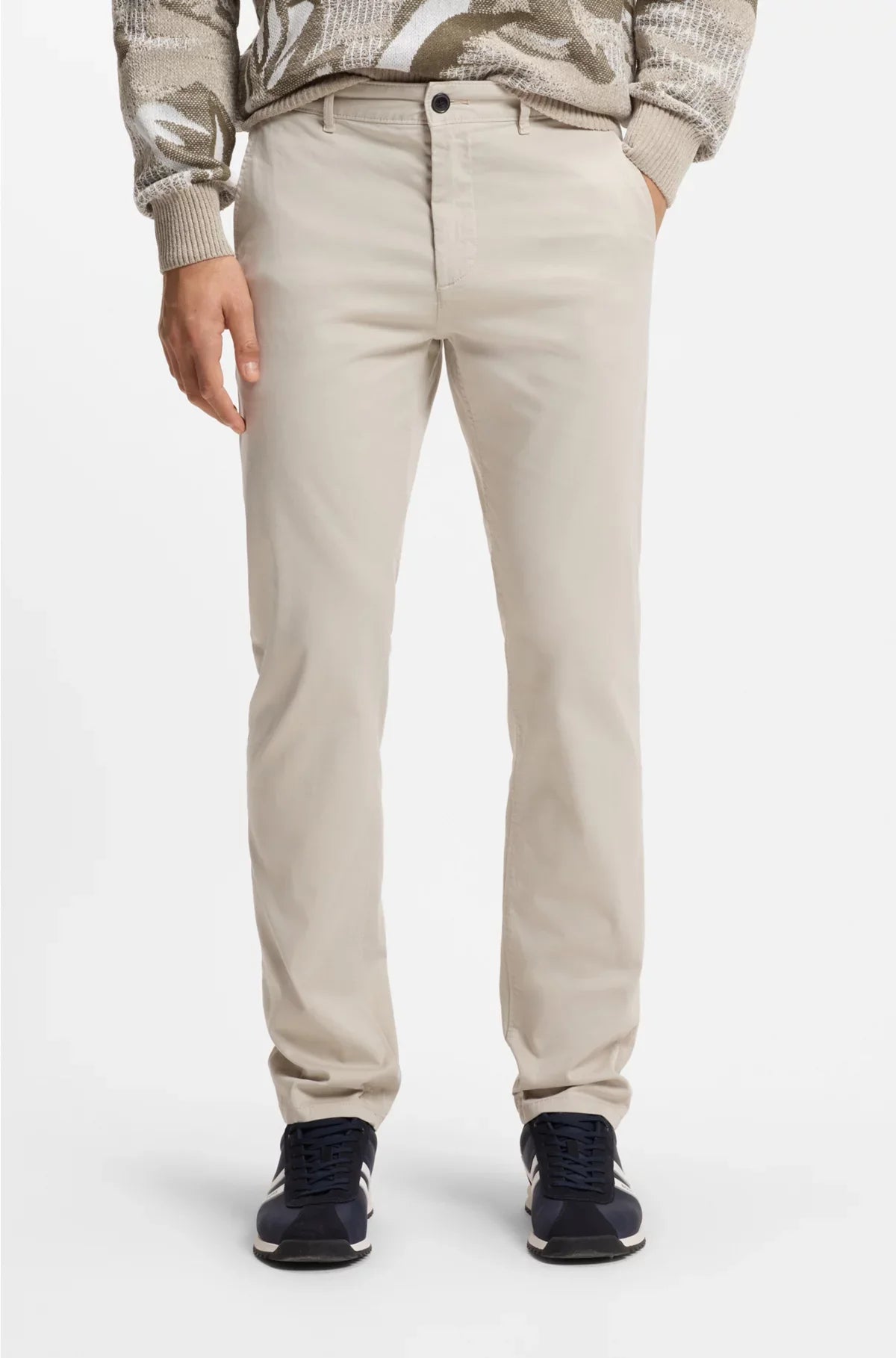 SLIM-FIT TROUSERS IN STRETCH-COTTON SATIN