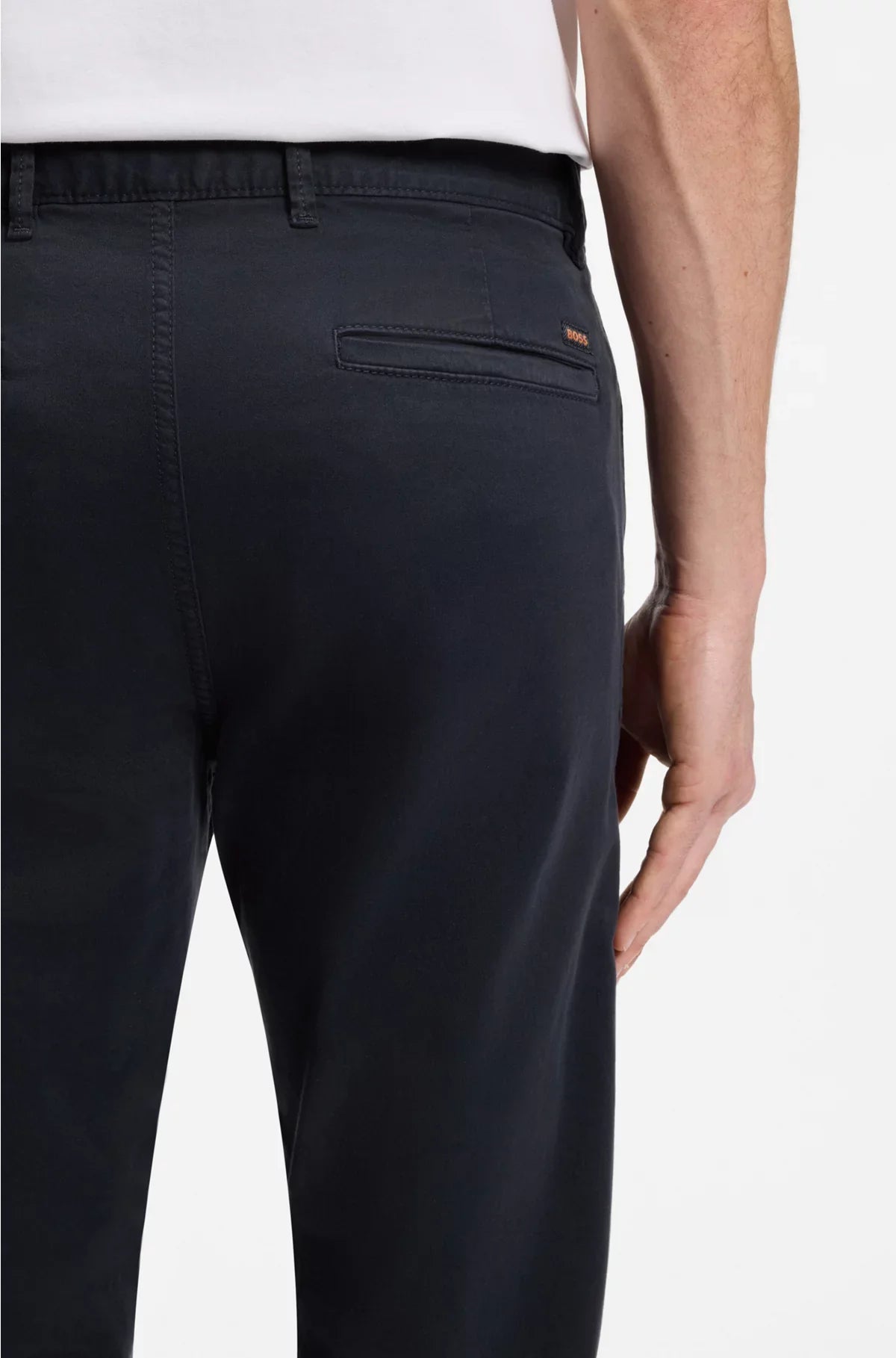 SLIM-FIT TROUSERS IN STRETCH-COTTON SATIN