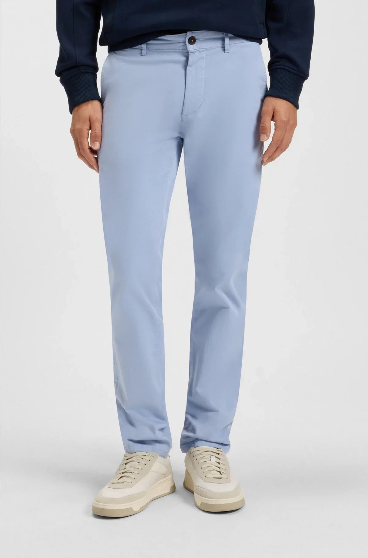 SLIM-FIT TROUSERS IN STRETCH-COTTON SATIN
