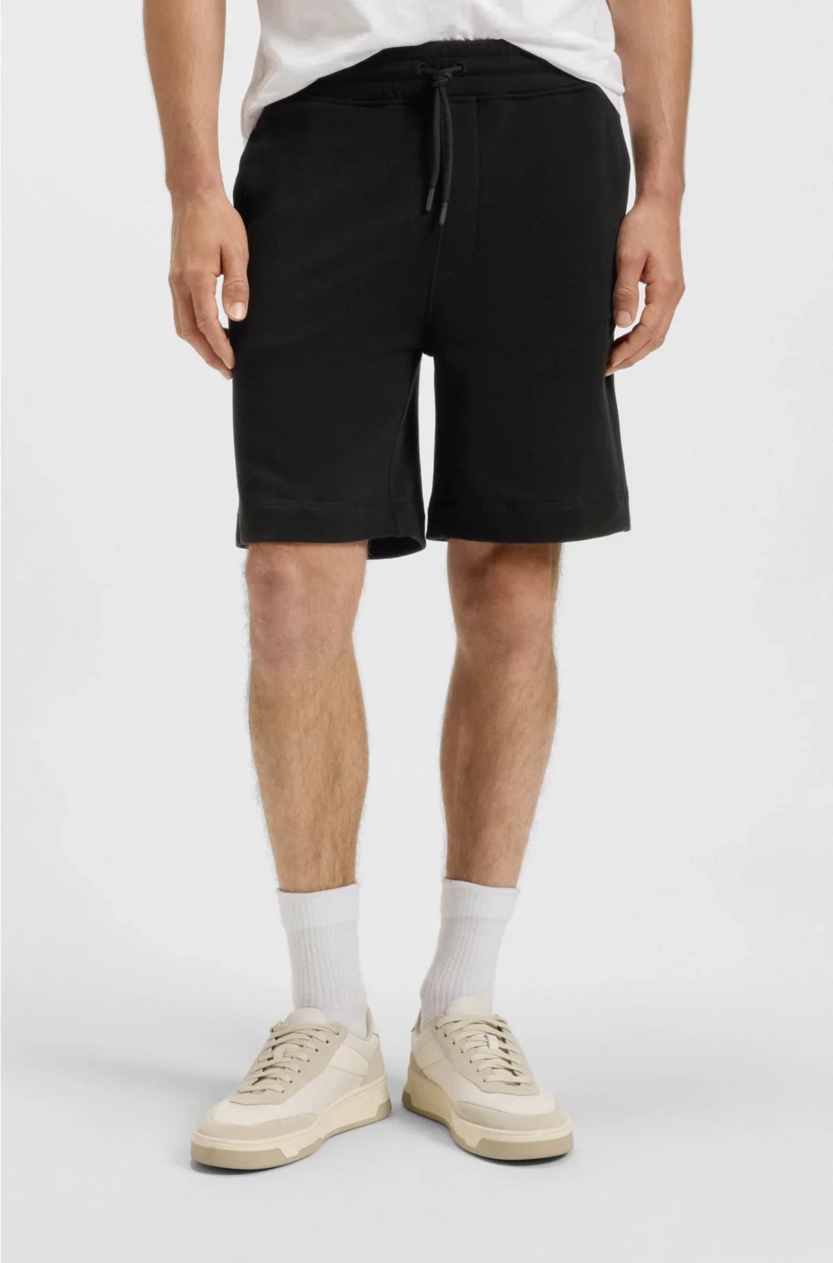 DRAWSTRING SHORTS IN COTTON TERRY WITH LOGO BADGE