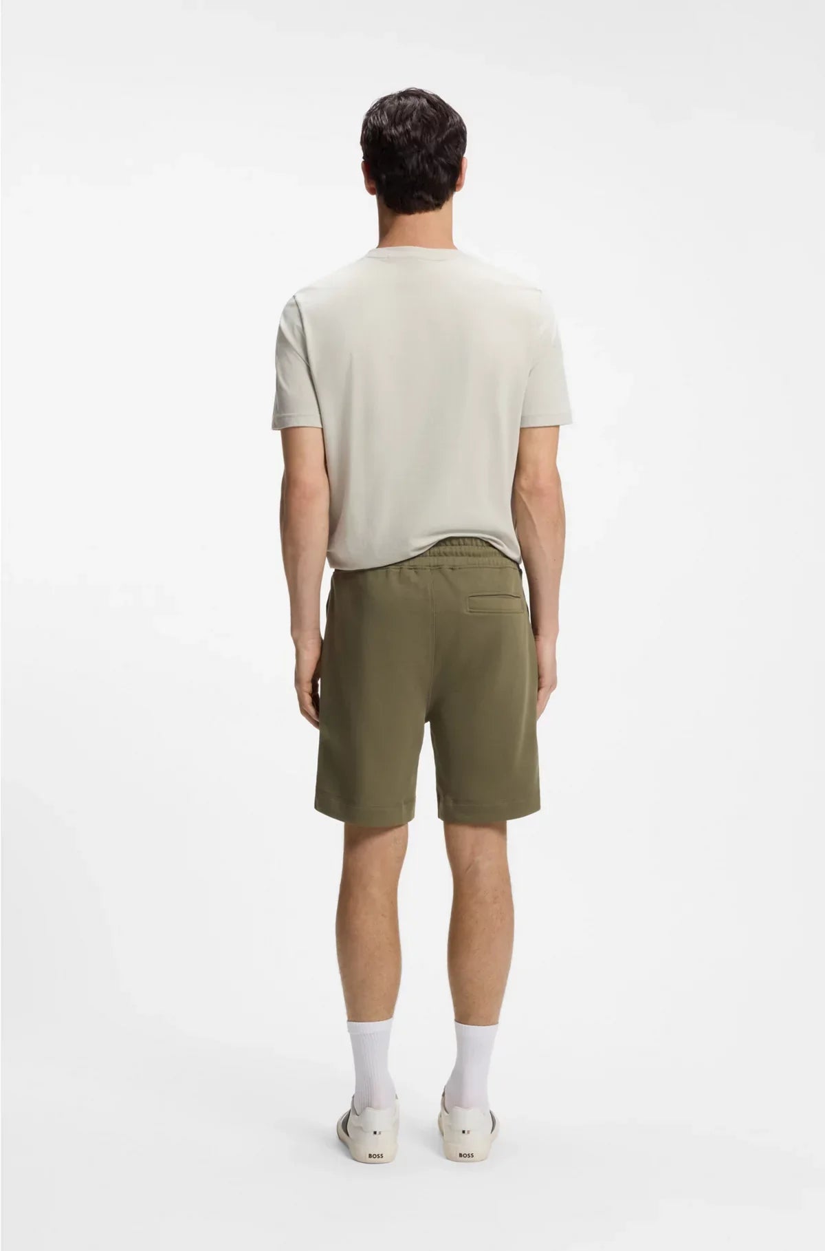 DRAWSTRING SHORTS IN COTTON TERRY WITH LOGO BADGE