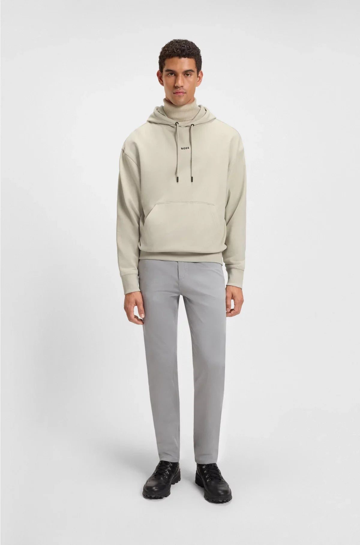 FLEECE HOODIE IN COTTON TERRY WITH CONTRAST LOGO