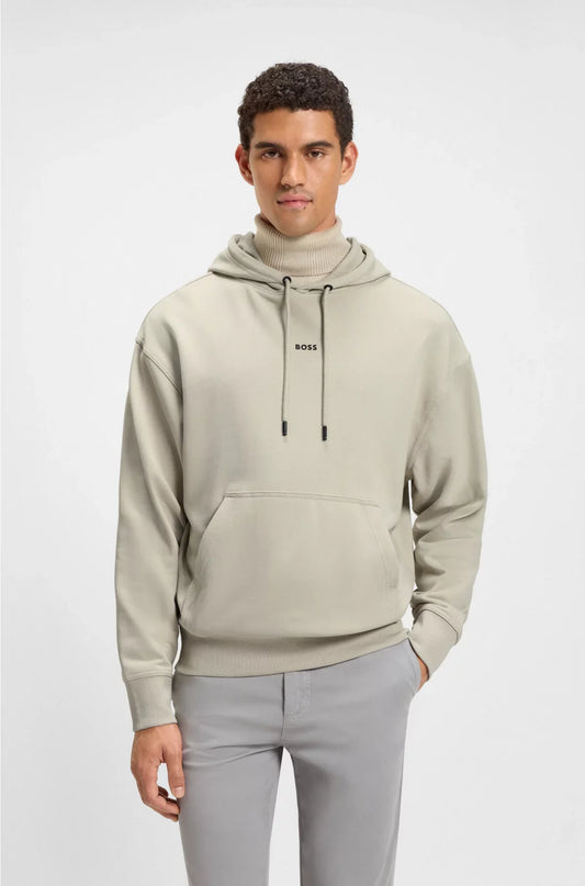 FELPA CON CAPPUCCIO IN COTONE SPUNGO E LOGO A CONTRASTO