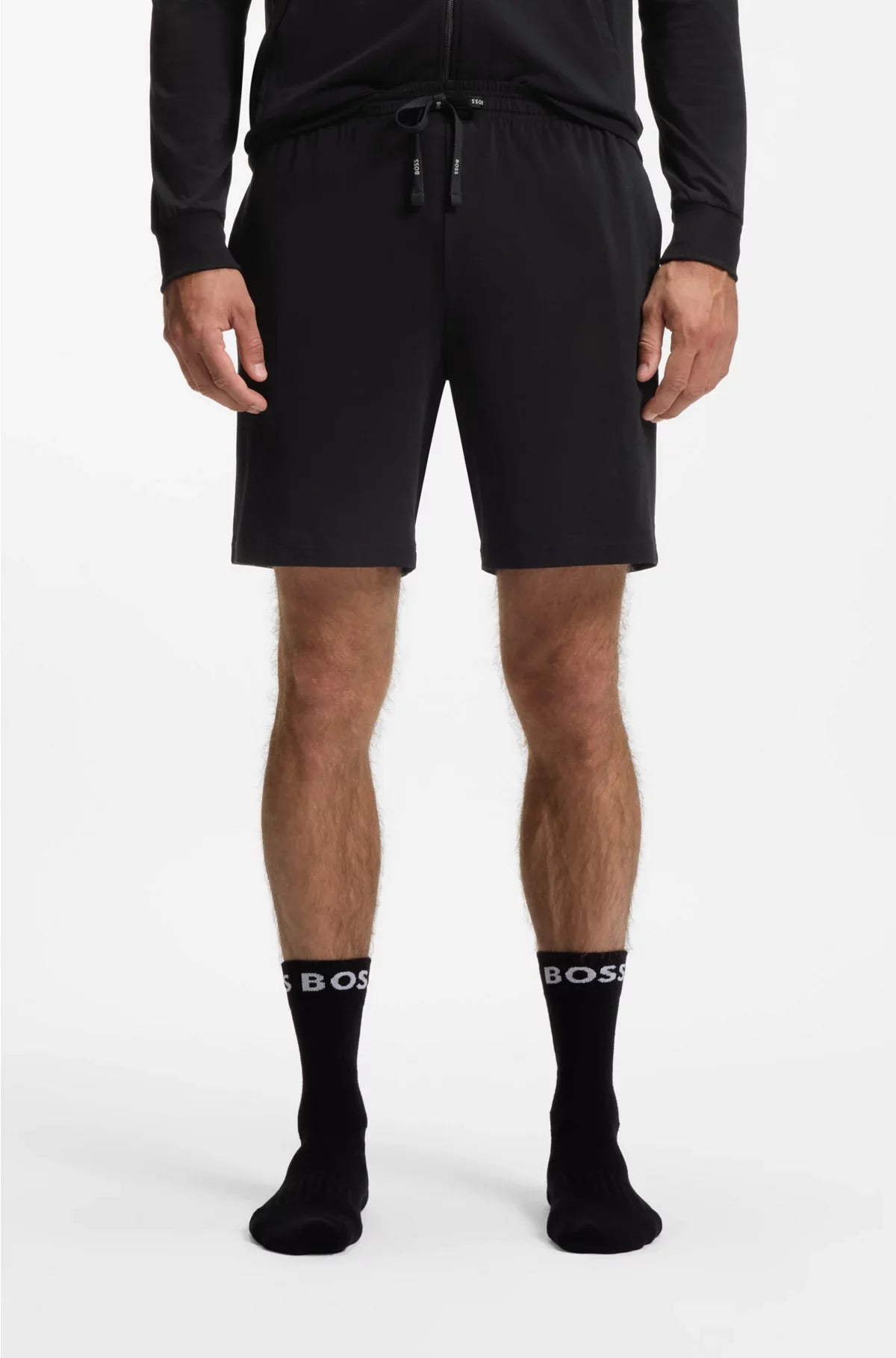 SHORTS IN JERSEY DI COTONE ELASTICIZZATO CON LOGO RICAMATO