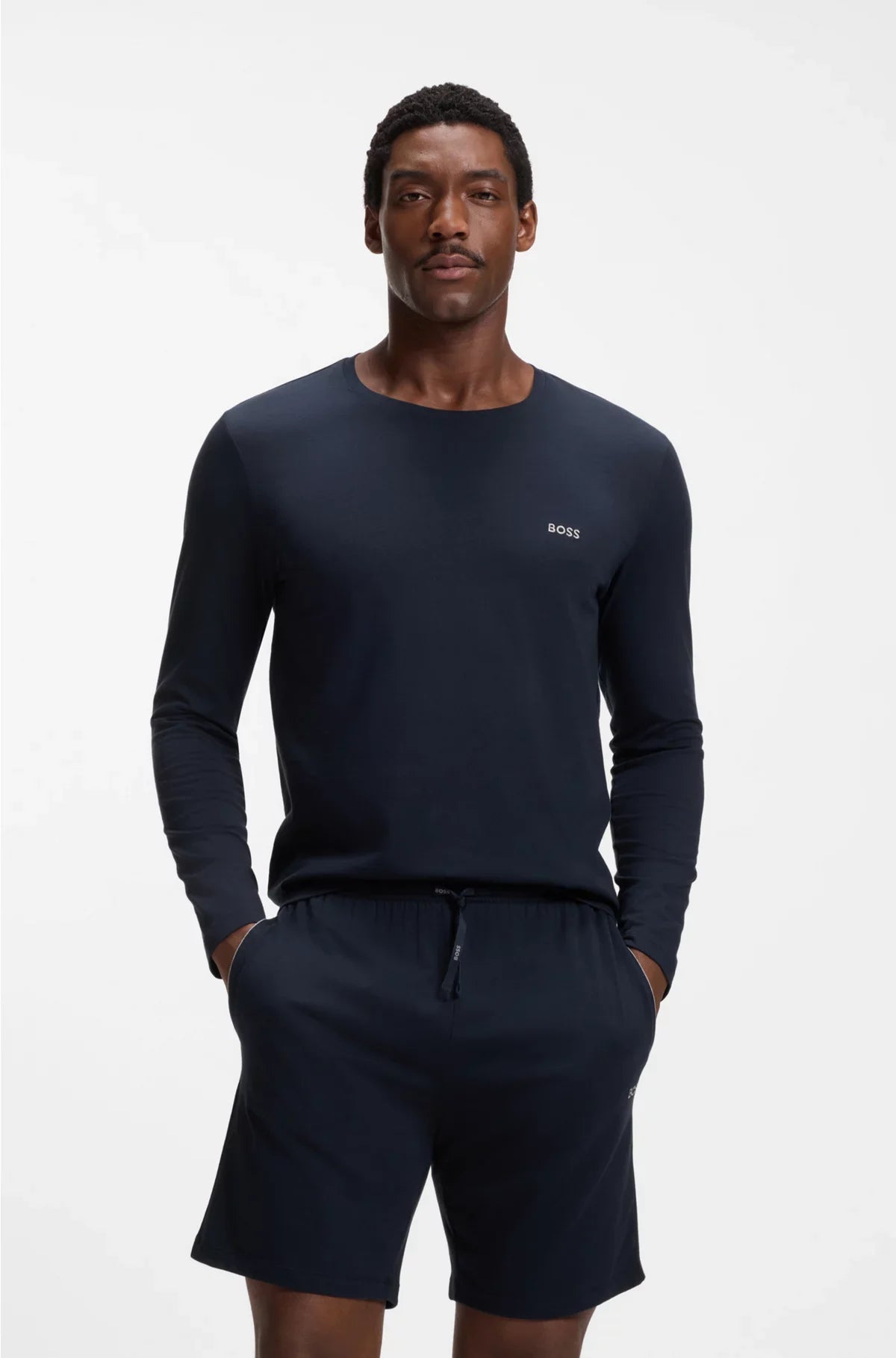 LONG-SLEEVED T-SHIRT IN STRETCH COTTON WITH EMBROIDERED LOGO