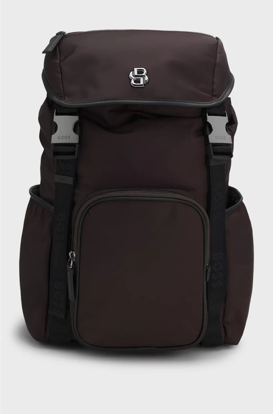 TWILL BACKPACK WITH DOUBLE B MONOGRAM