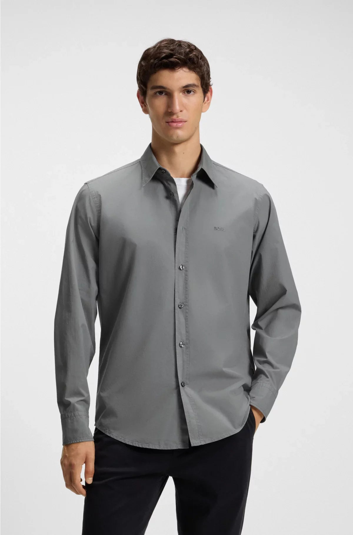 CAMICIA REGULAR FIT IN POPELINE DI COTONE