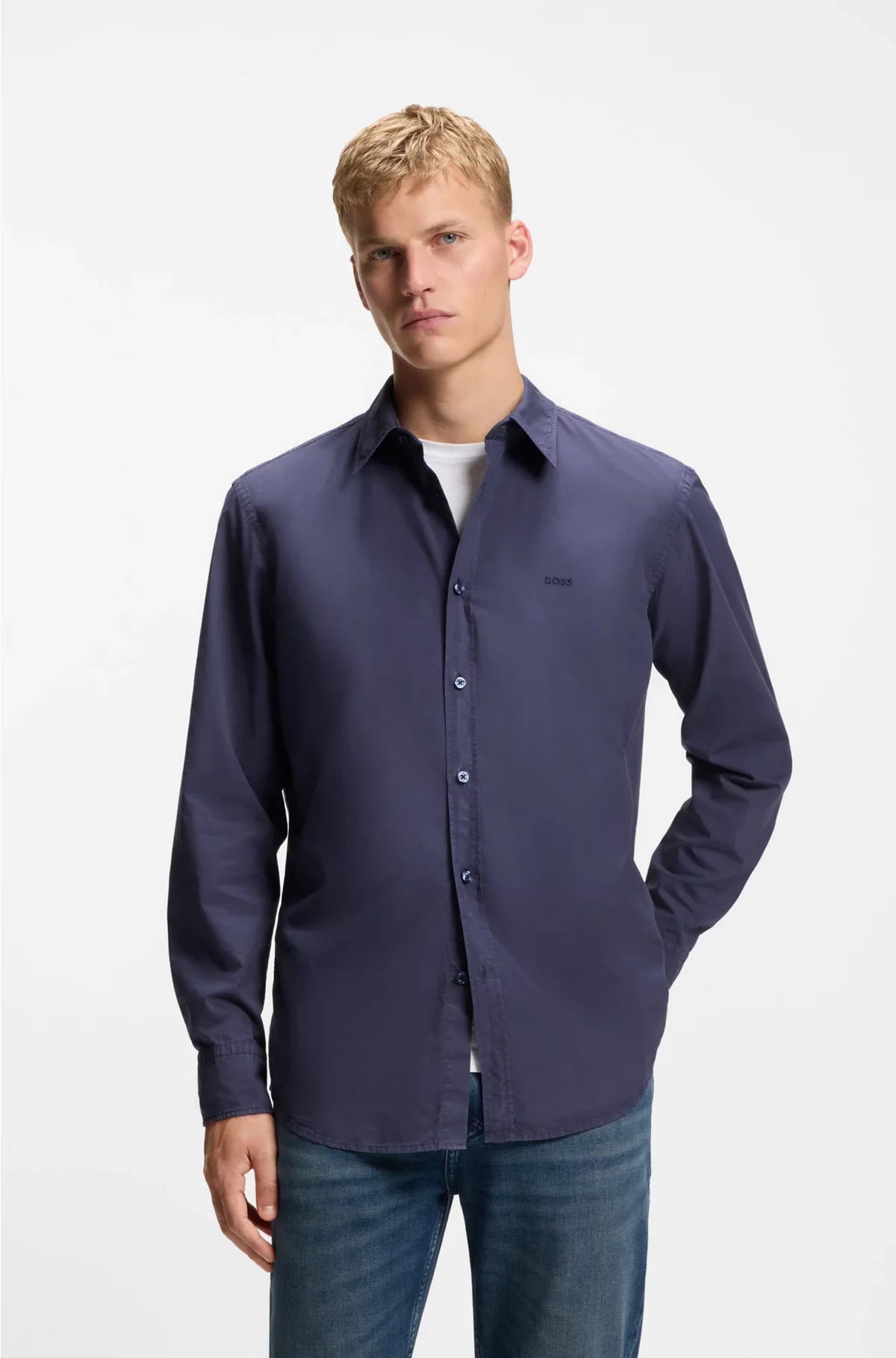 CAMICIA REGULAR FIT IN POPELINE DI COTONE