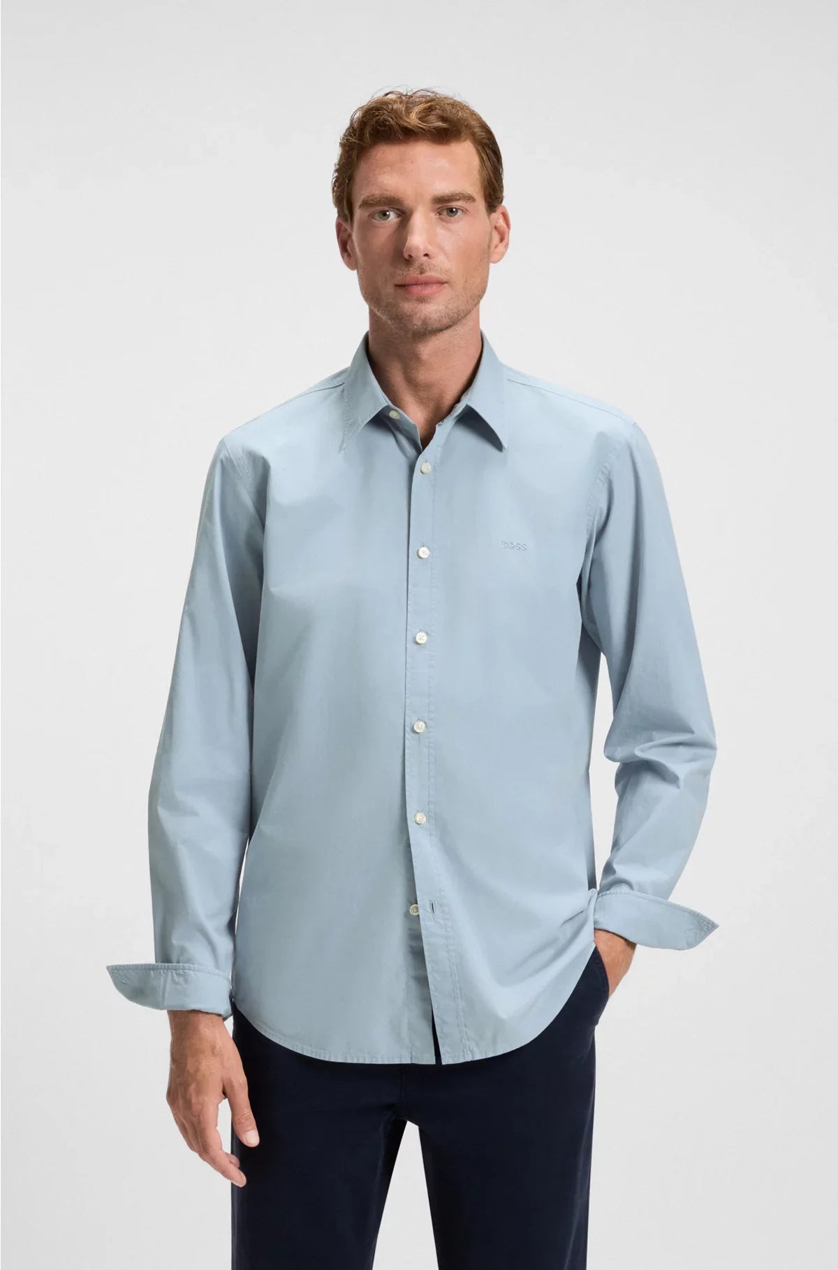 CAMICIA REGULAR FIT IN POPELINE DI COTONE