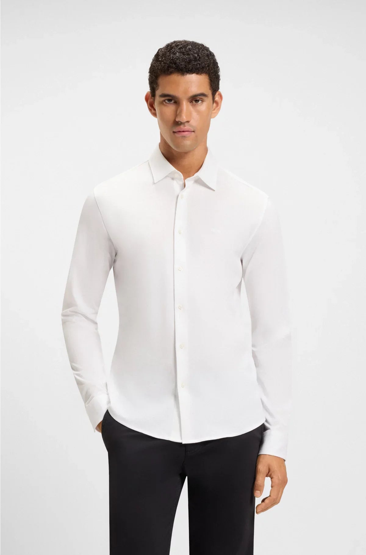 CAMICIA SLIM FIT IN PIQUET DI COTONE MÉLANGE