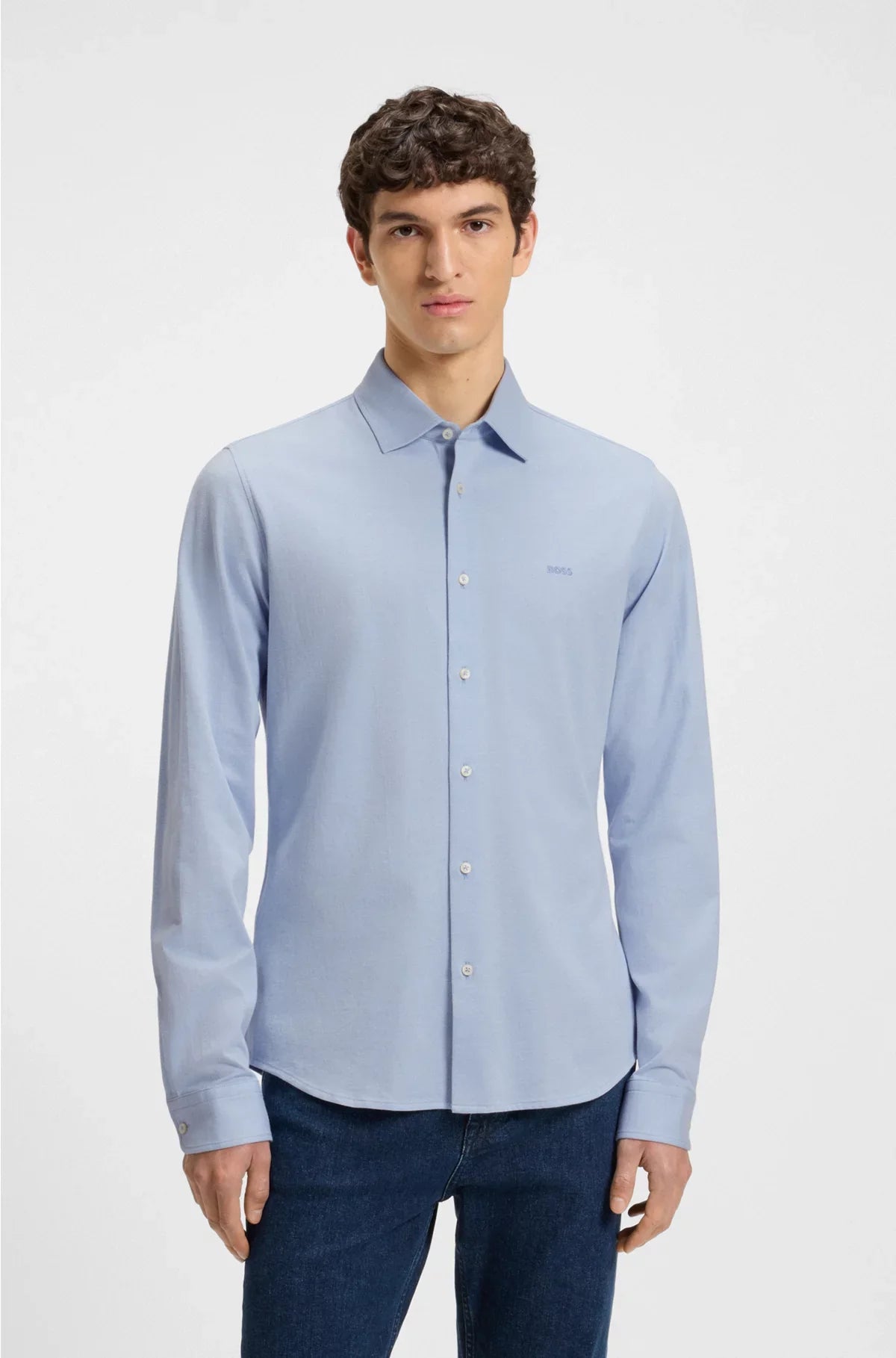 CAMICIA SLIM FIT IN PIQUET DI COTONE MÉLANGE