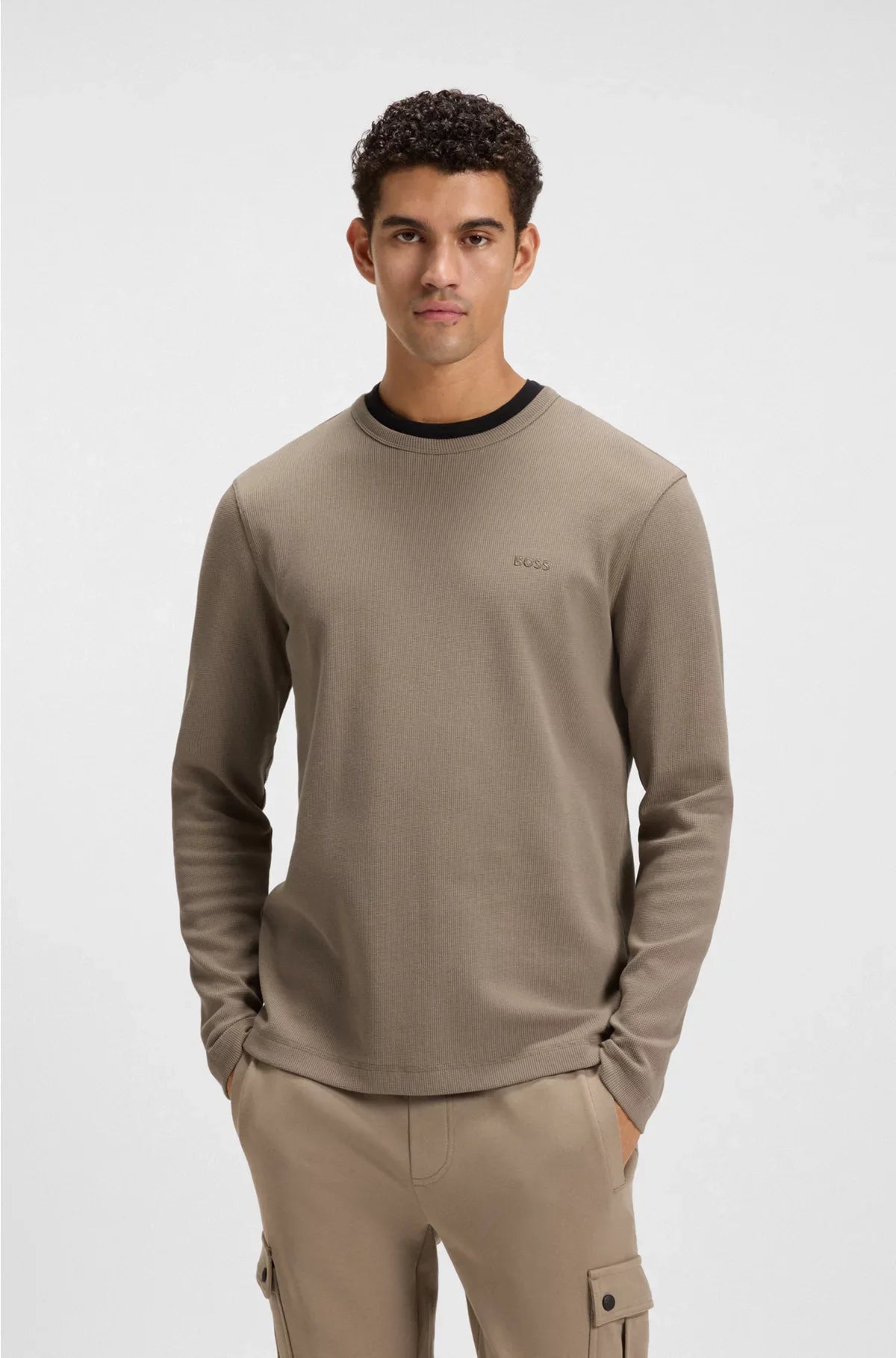 COTTON-BLEND T-SHIRT WITH WAFFLE STRUCTURE
