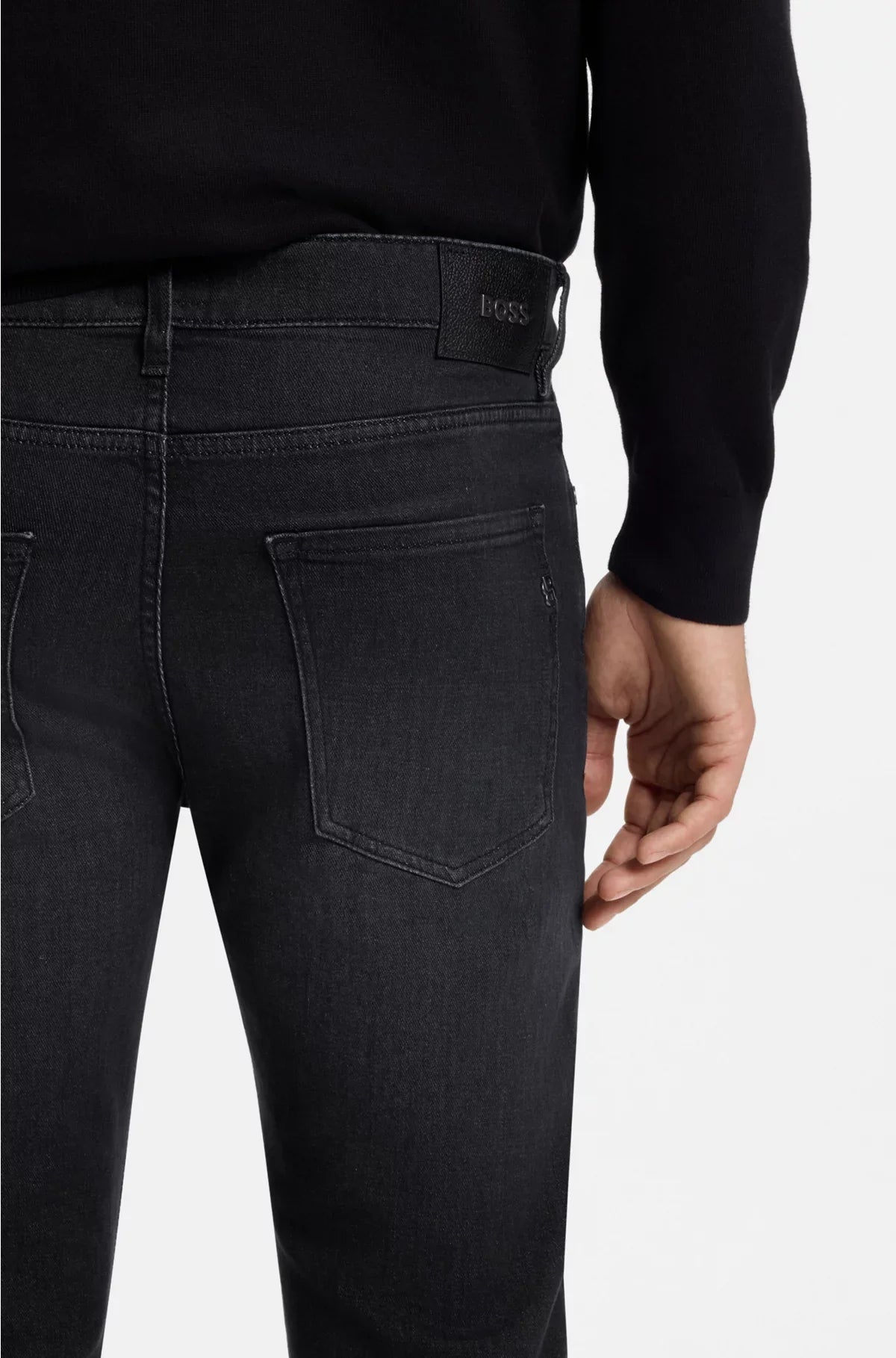 DELAWARE SLIM-FIT JEANS IN BLACK SUPER-SOFT ITALIAN DENIM