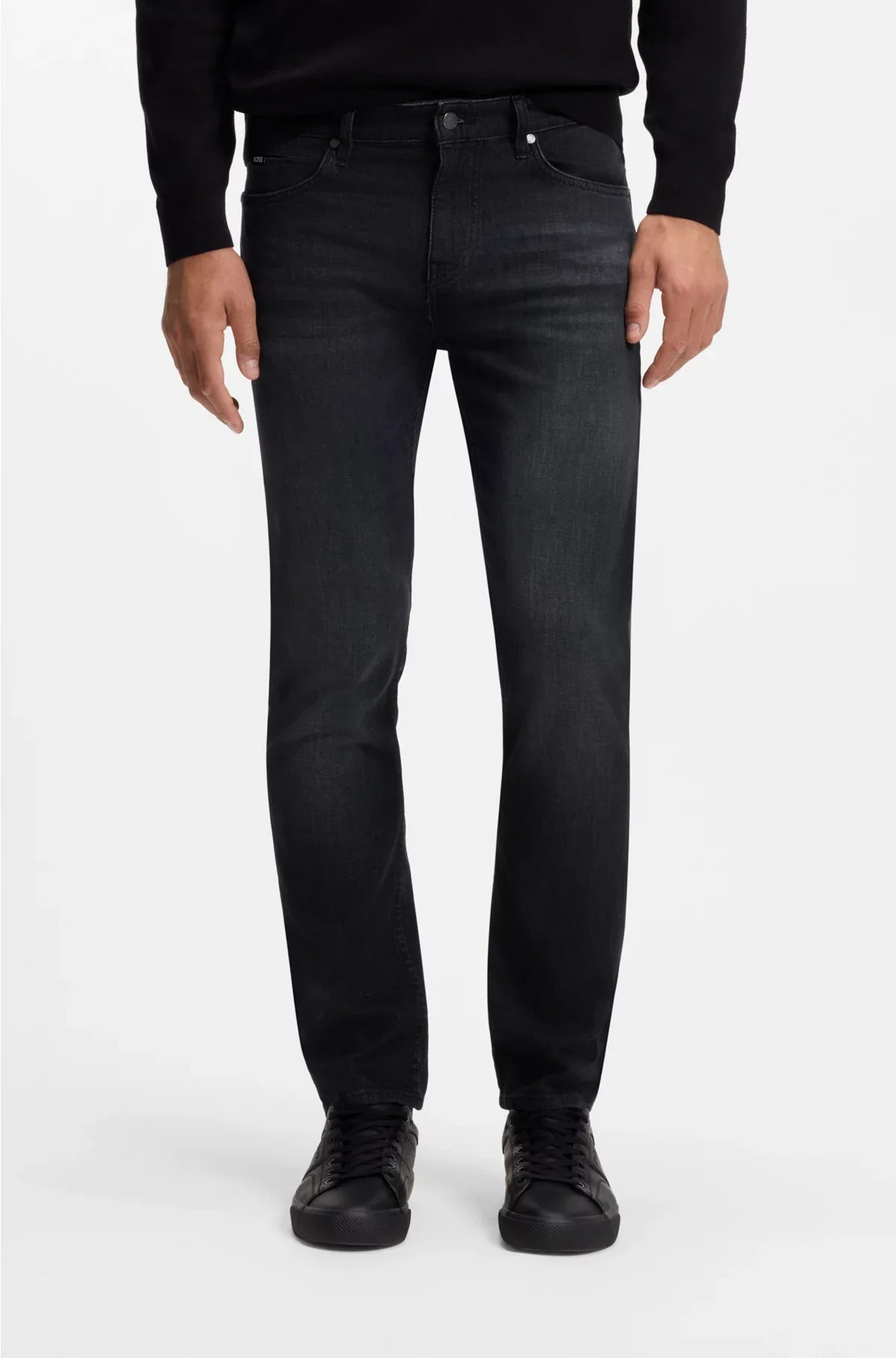 DELAWARE SLIM-FIT JEANS IN BLACK SUPER-SOFT ITALIAN DENIM