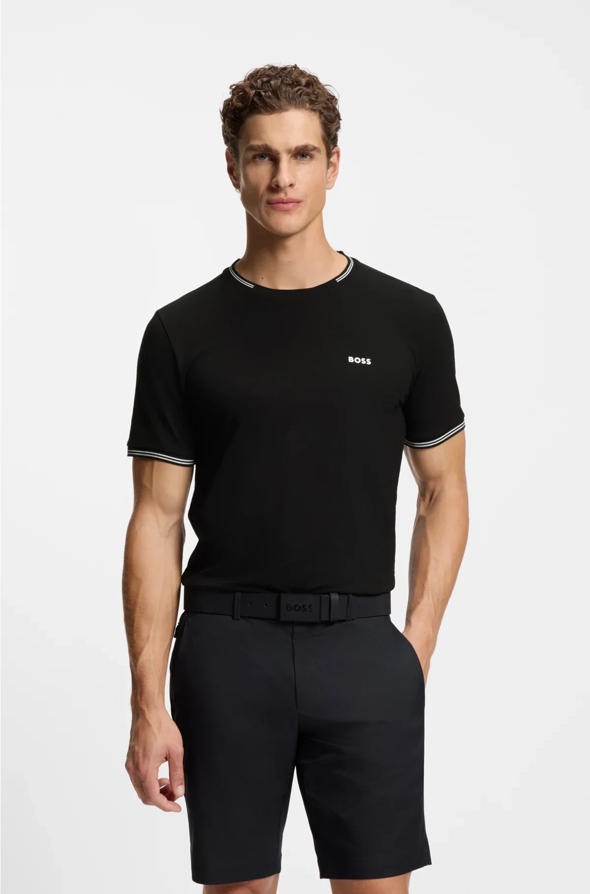 T-SHIRT IN COTONE STRETCH A RIGHE CON LOGO