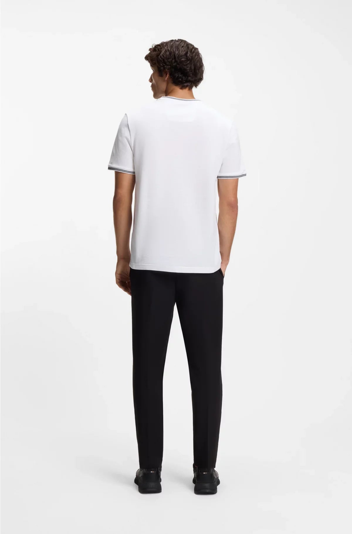 T-SHIRT IN COTONE STRETCH A RIGHE CON LOGO