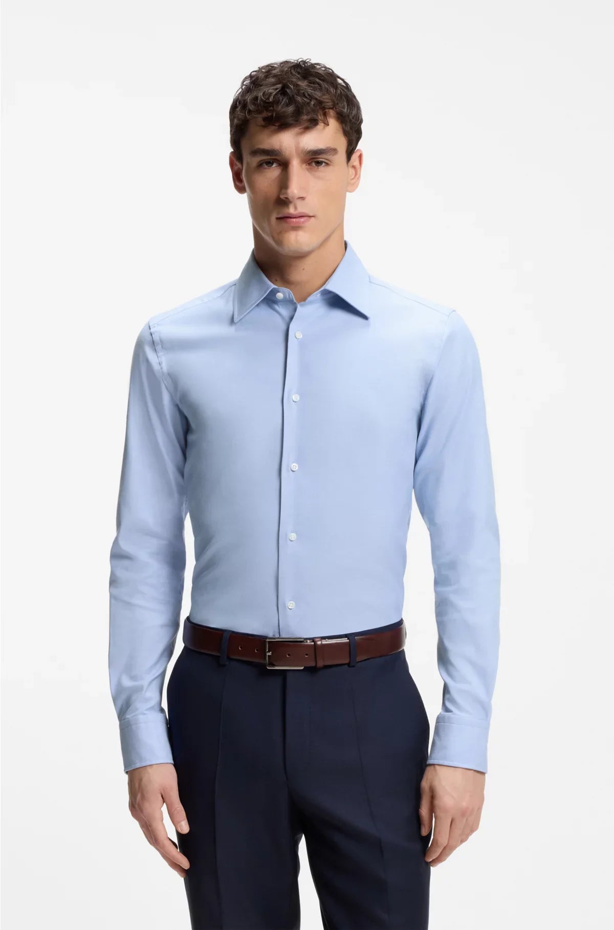 SLIM-FIT SHIRT IN STRUCTURED ITALIAN STRETCH COTTON