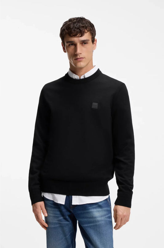MAGLIONE IN COTONE-CASHMERE CON ETICHETTA LOGO