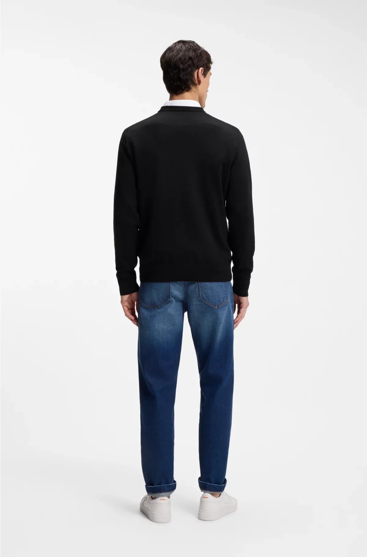 COTTON-CASHMERE SWEATER WITH LOGO LABEL