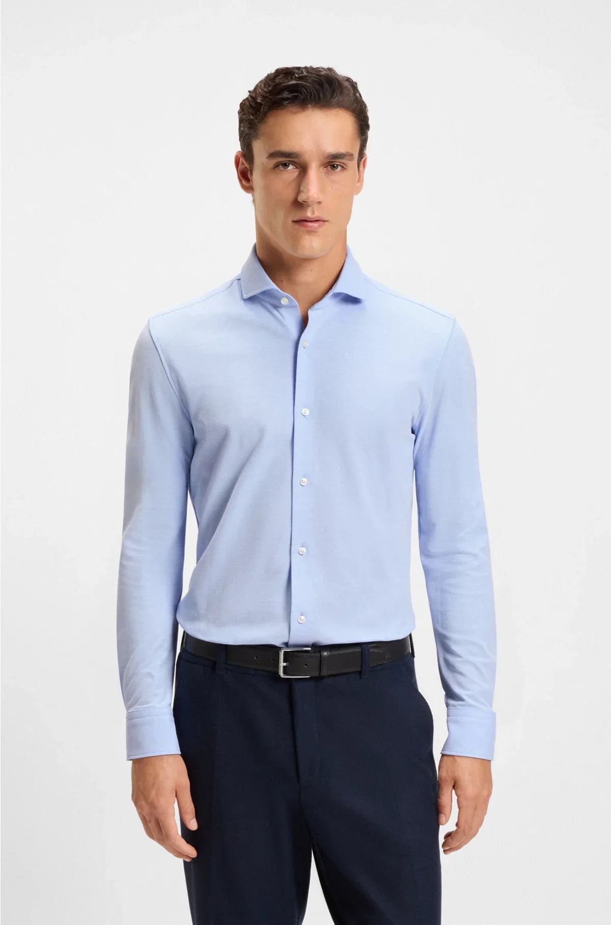 CAMICIA SLIM FIT IN JERSEY DI PIQUÉ DI COTONE