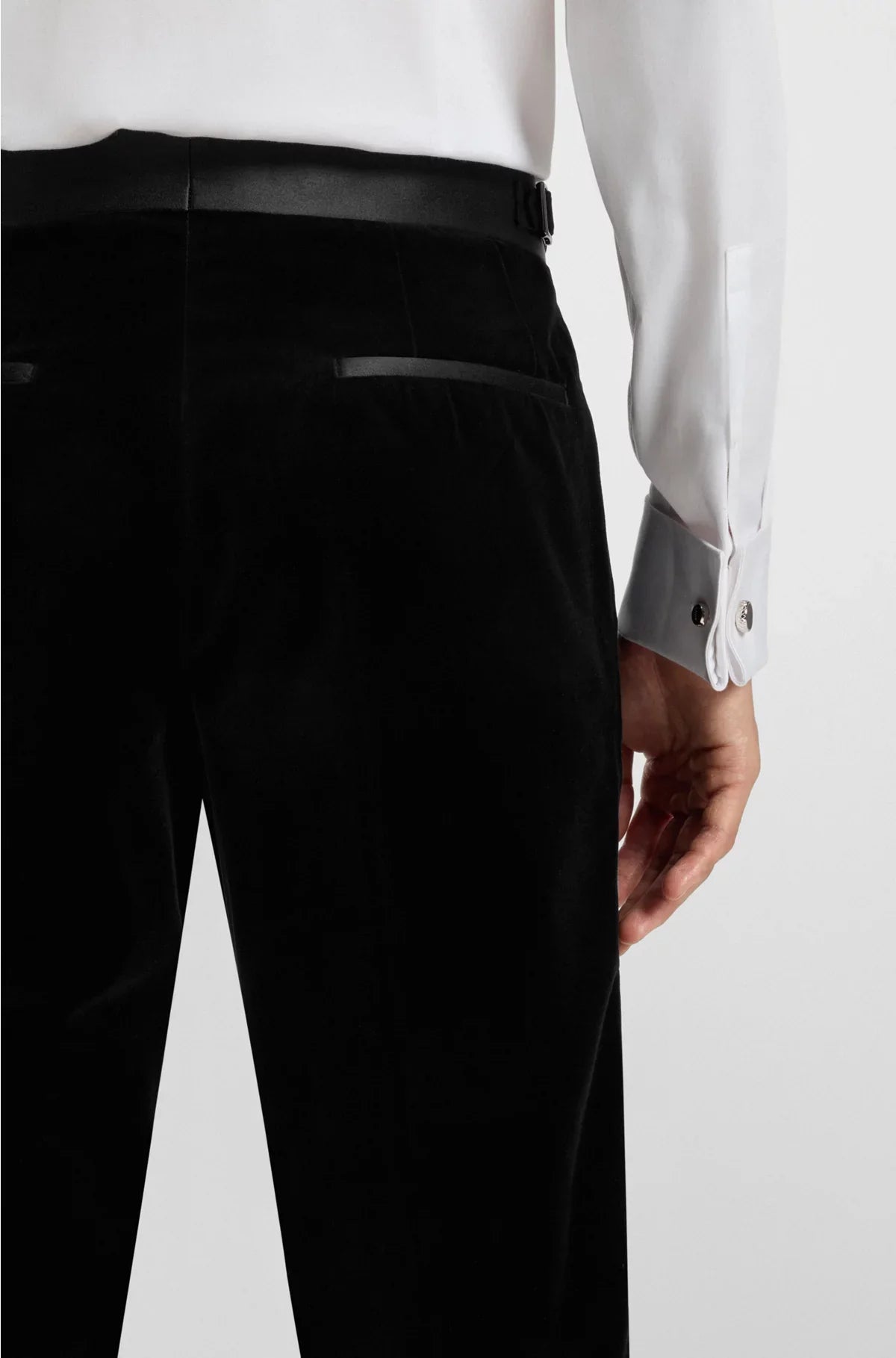 SLIM-FIT TUXEDO TROUSERS IN COTTON VELVET