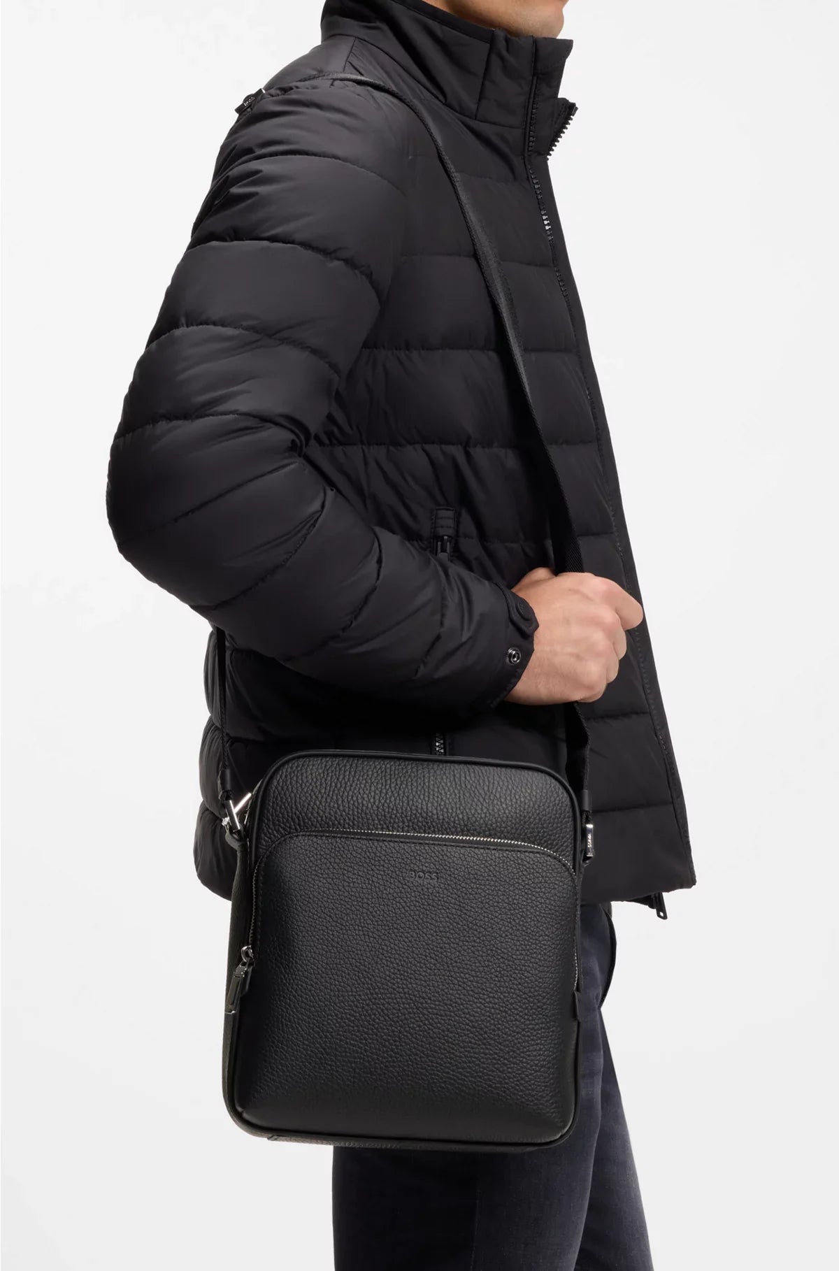 BORSA REPORTER IN PELLE ITALIANA GRANA CON LOGO IMPRESSO