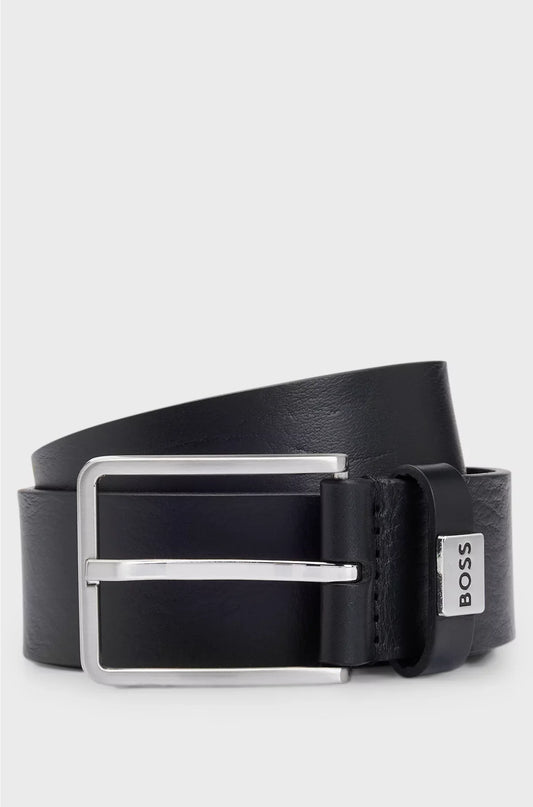 ITALIAN-LEATHER BELT WITH LOGO KEEPER