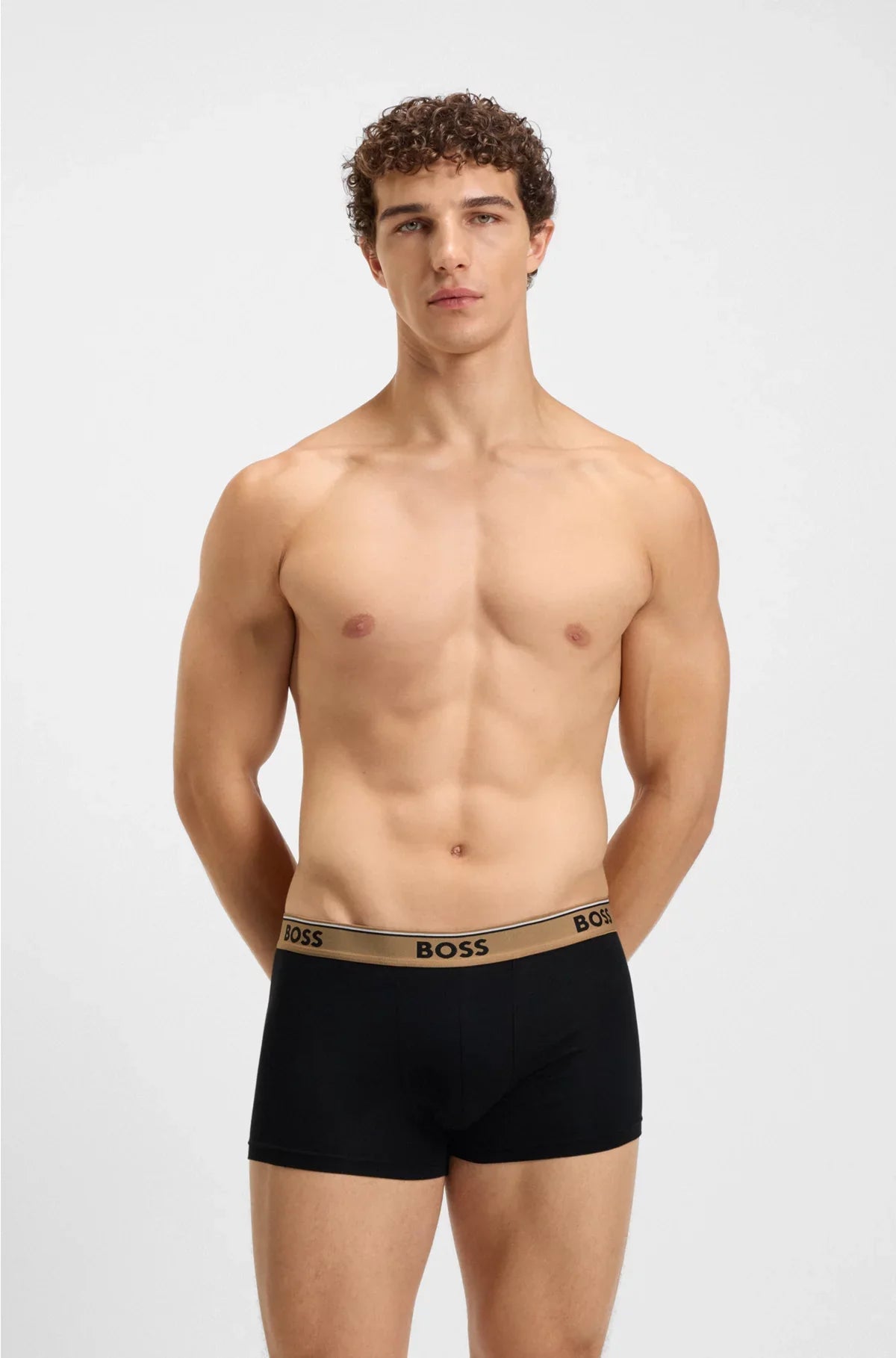 THREE-PACK OF LOGO-WAISTBAND TRUNKS IN STRETCH COTTON