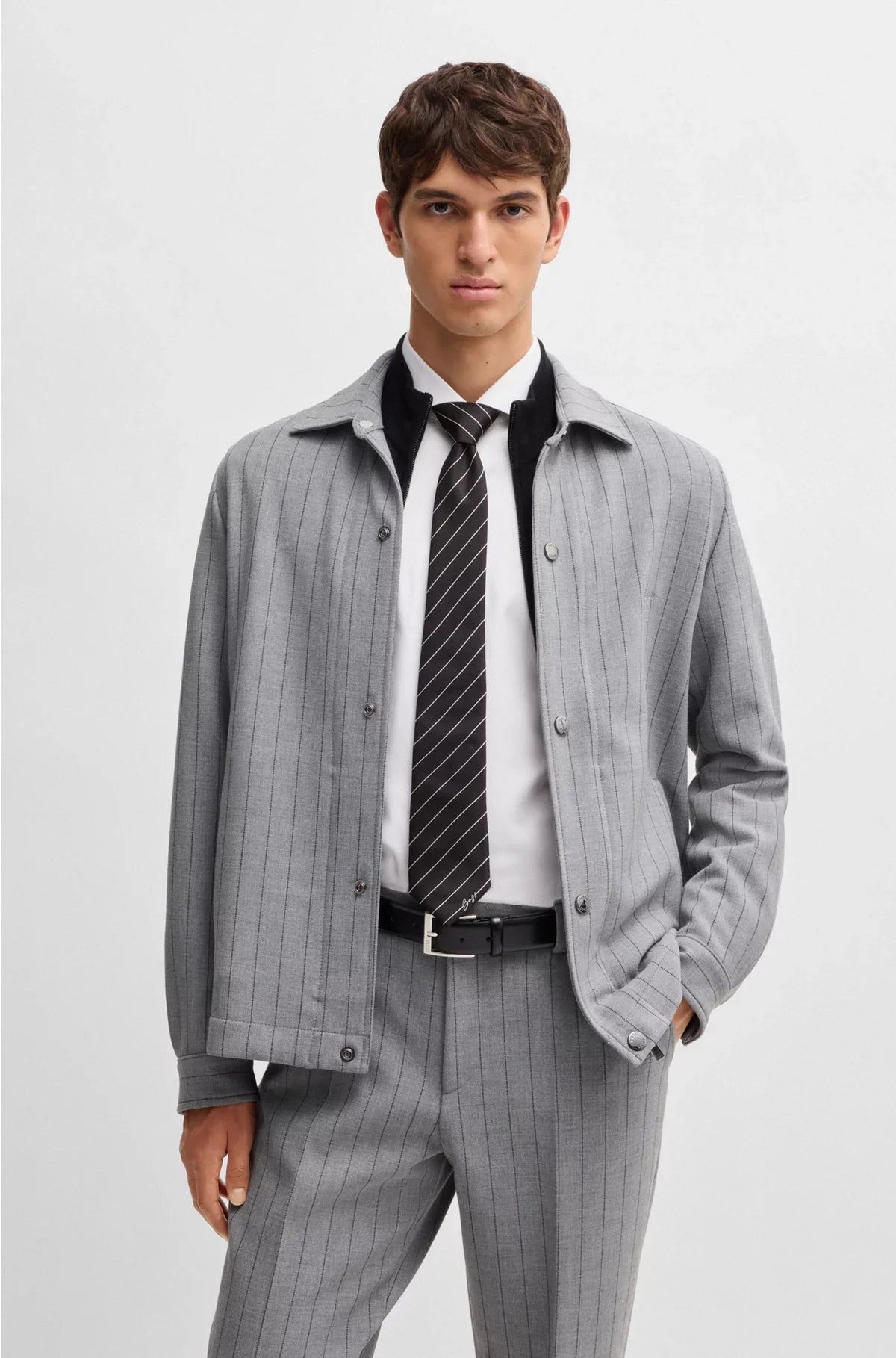 SILK-JACQUARD TIE WITH DIAGONAL STRIPES