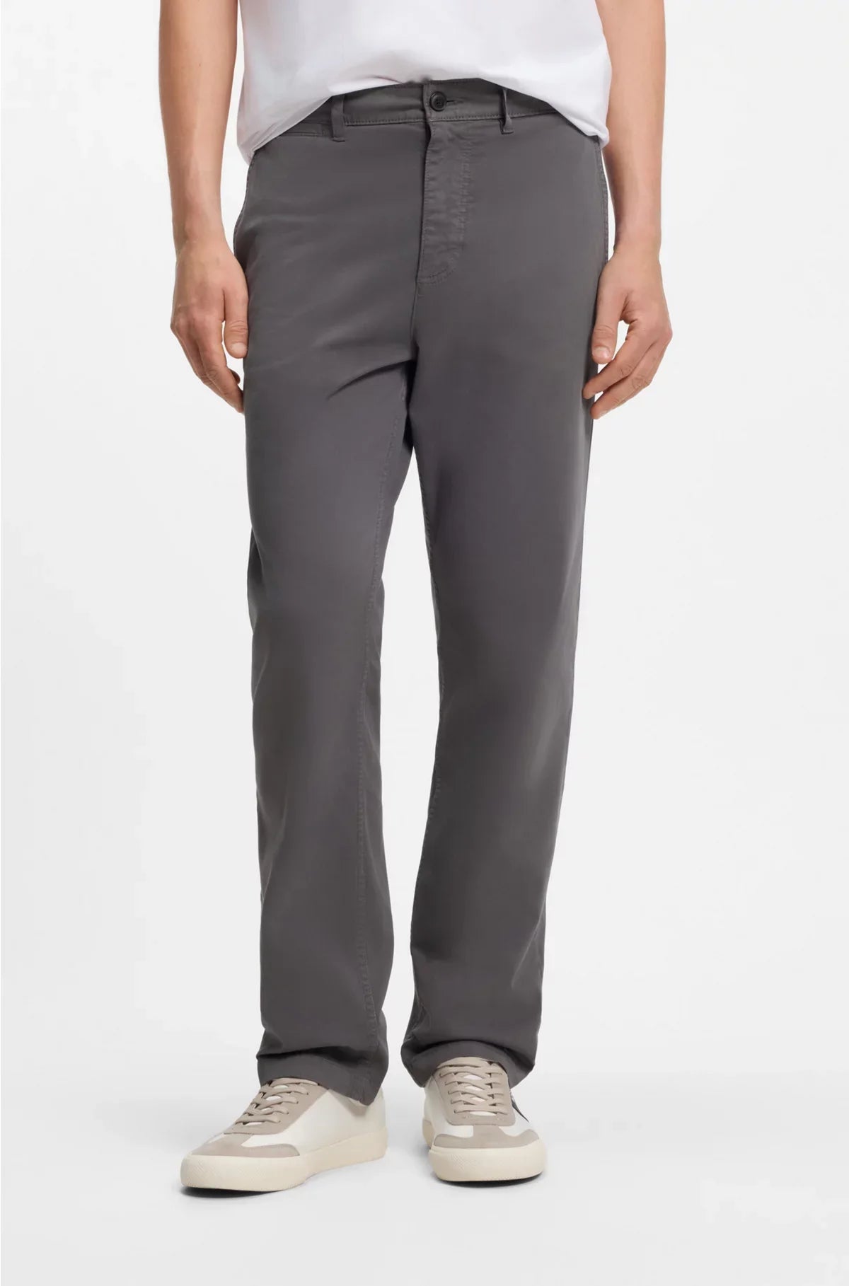 PANTALONI REGULAR FIT IN RASO DI COTONE STRETCH