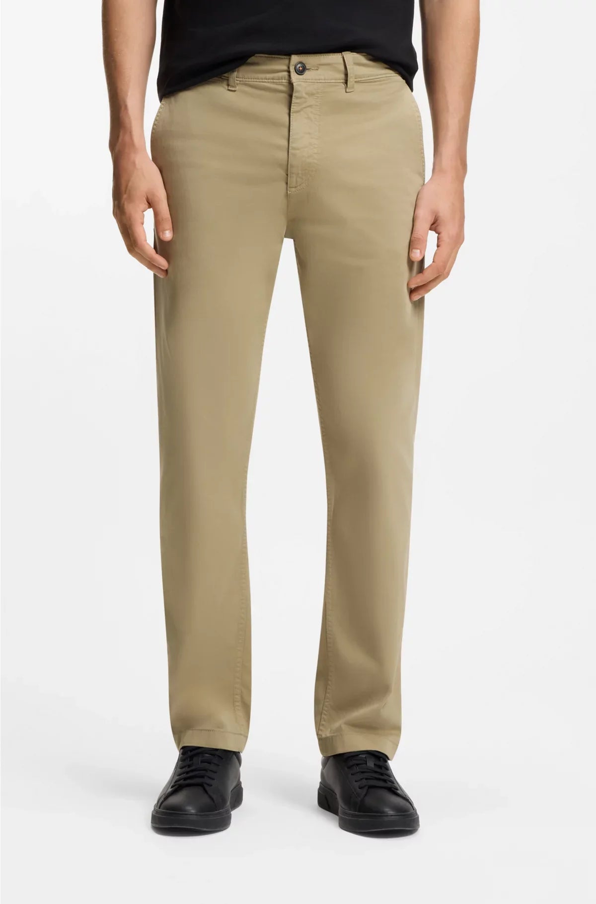 PANTALONI REGULAR FIT IN RASO DI COTONE STRETCH