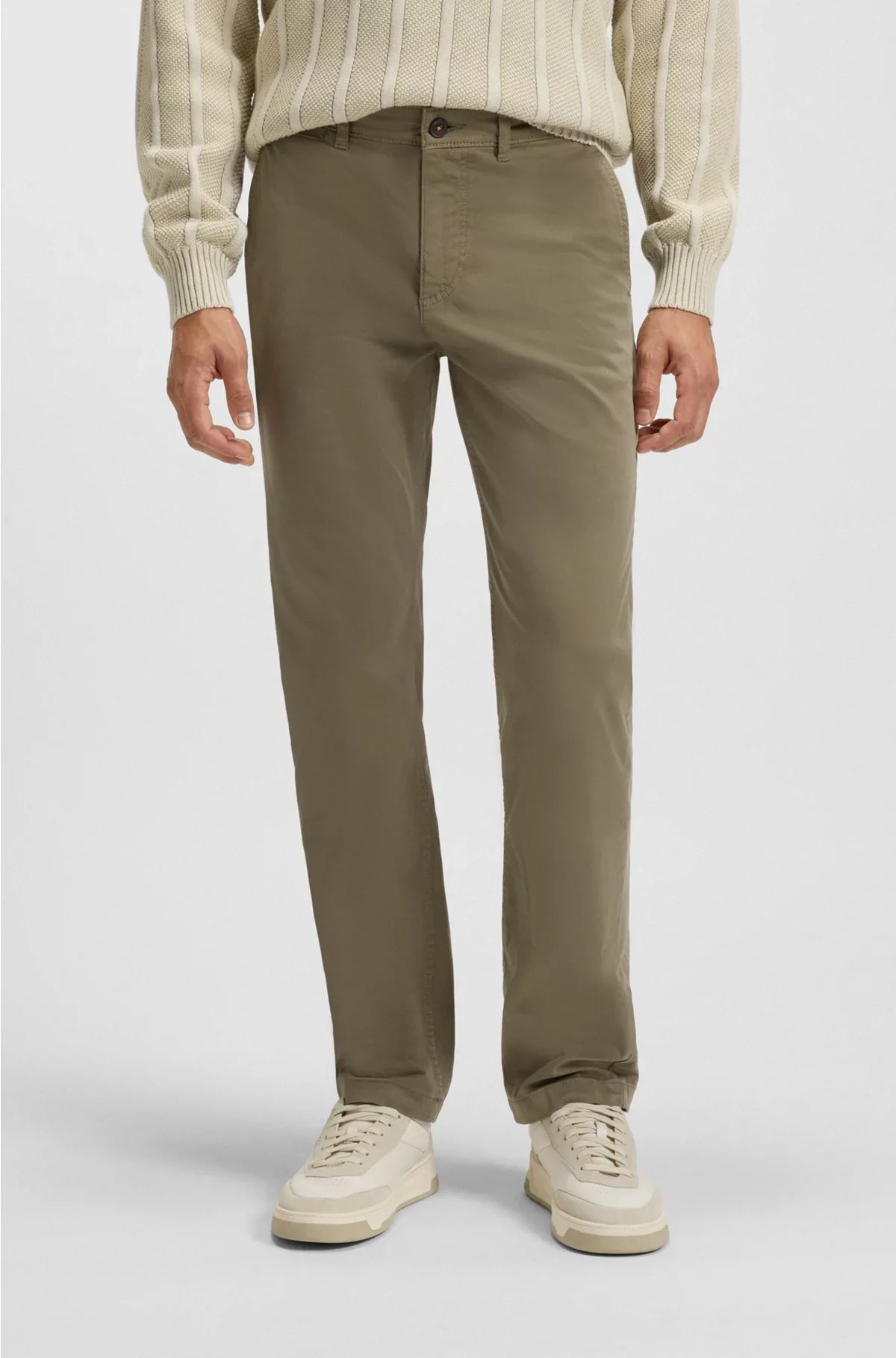 PANTALONI REGULAR FIT IN RASO DI COTONE STRETCH