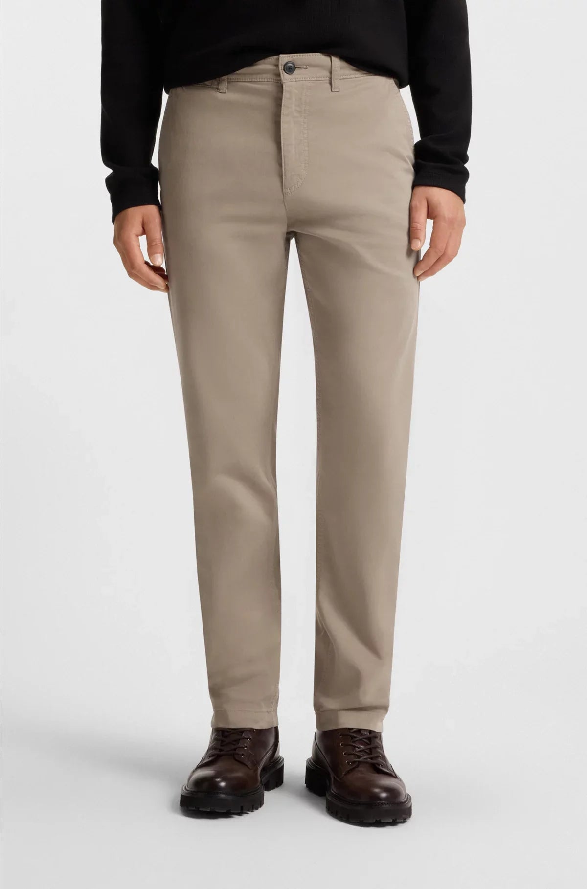 PANTALONI REGULAR FIT IN RASO DI COTONE STRETCH