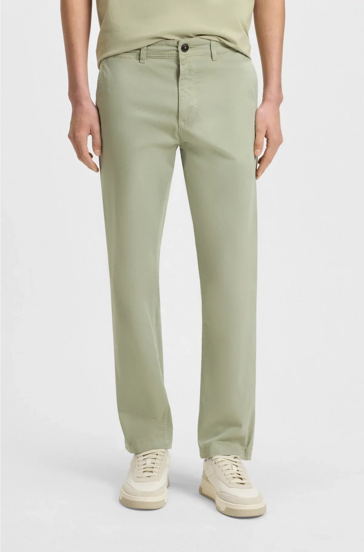 PANTALONI REGULAR FIT IN RASO DI COTONE STRETCH