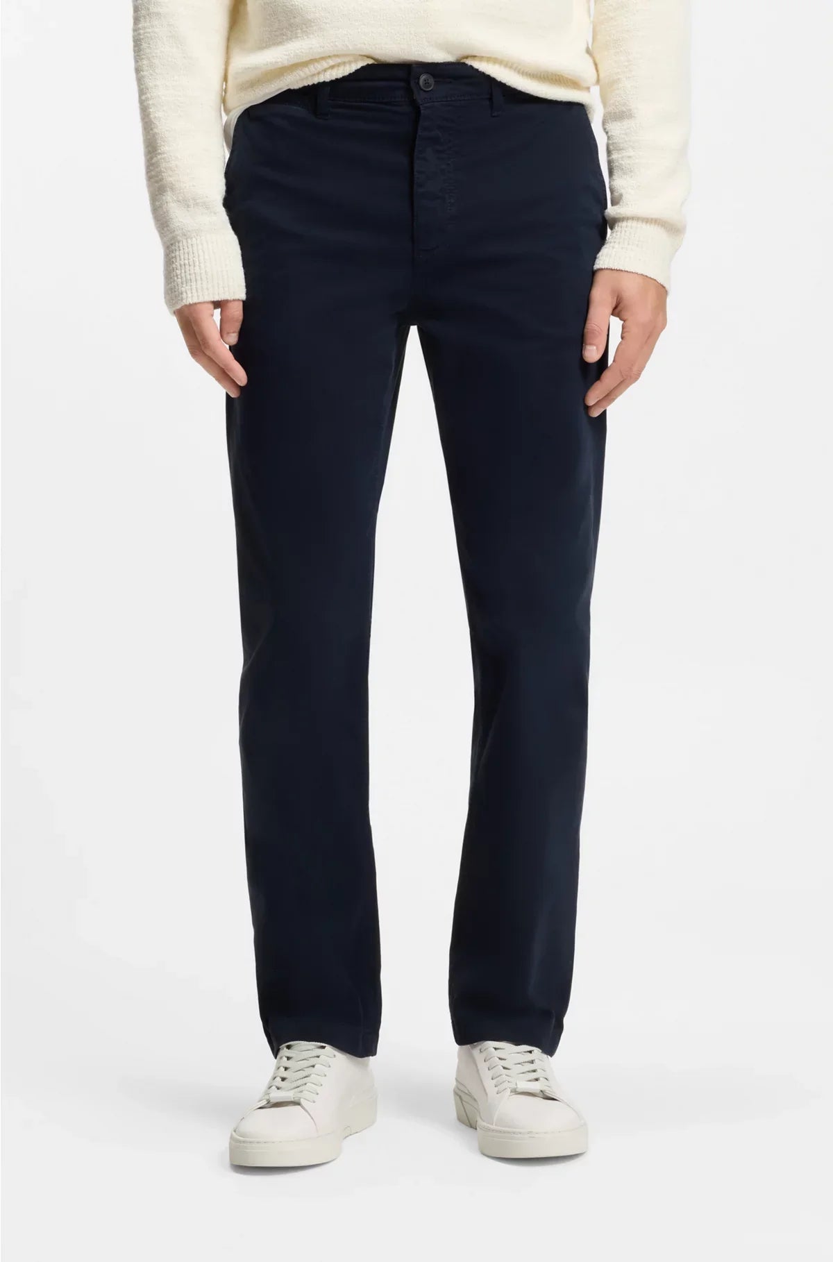 PANTALONI REGULAR FIT IN RASO DI COTONE STRETCH