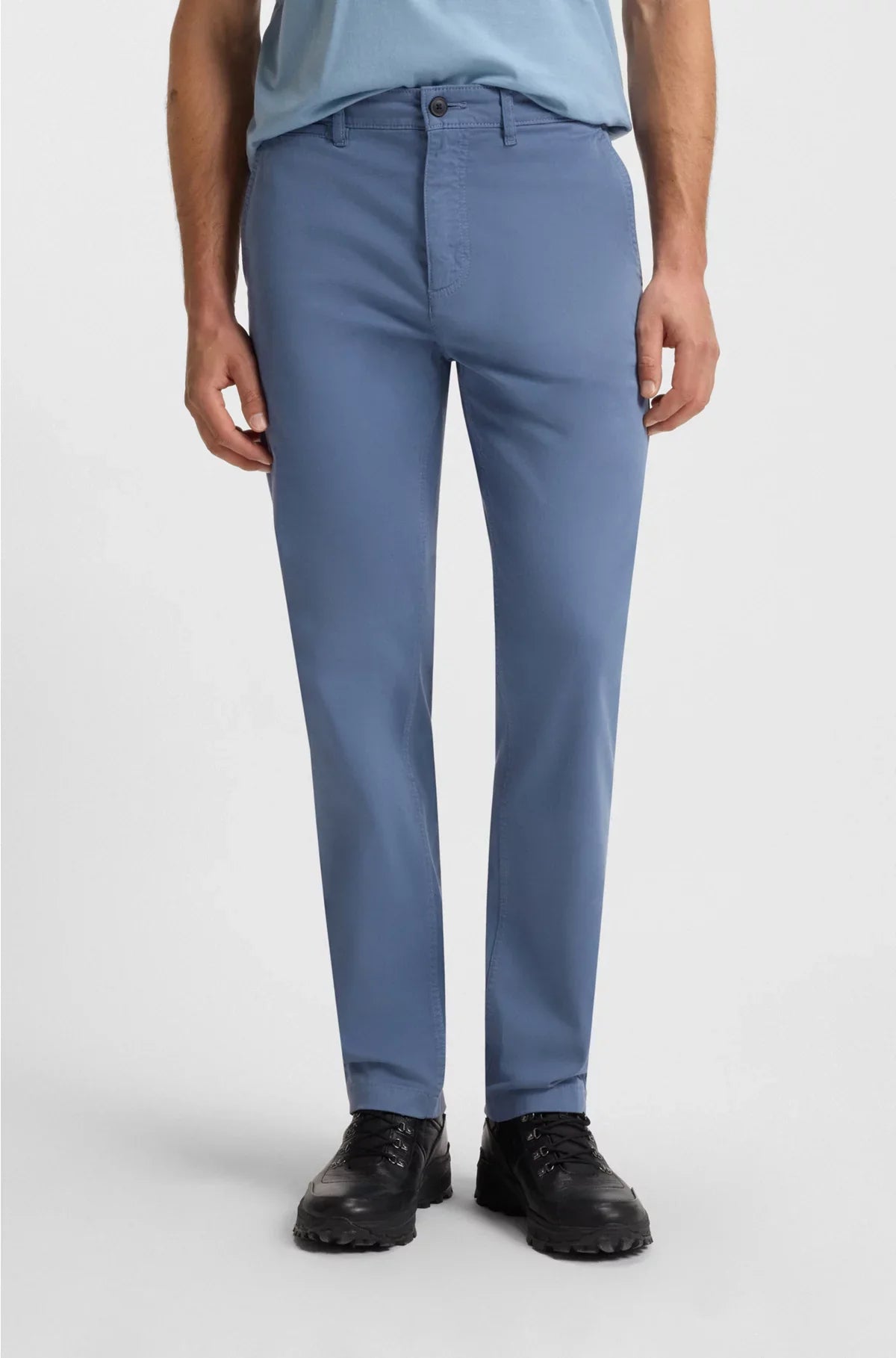 PANTALONI REGULAR FIT IN RASO DI COTONE STRETCH