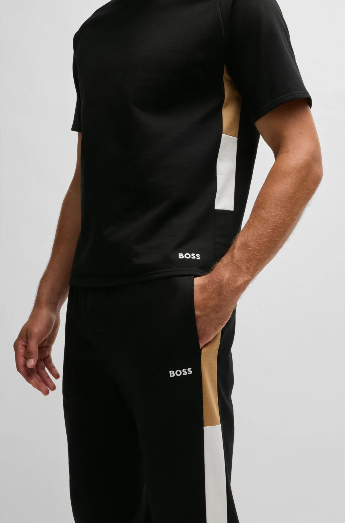 COTTON-TERRY TRACKSUIT BOTTOMS WITH CONTRAST SIDE PANELS