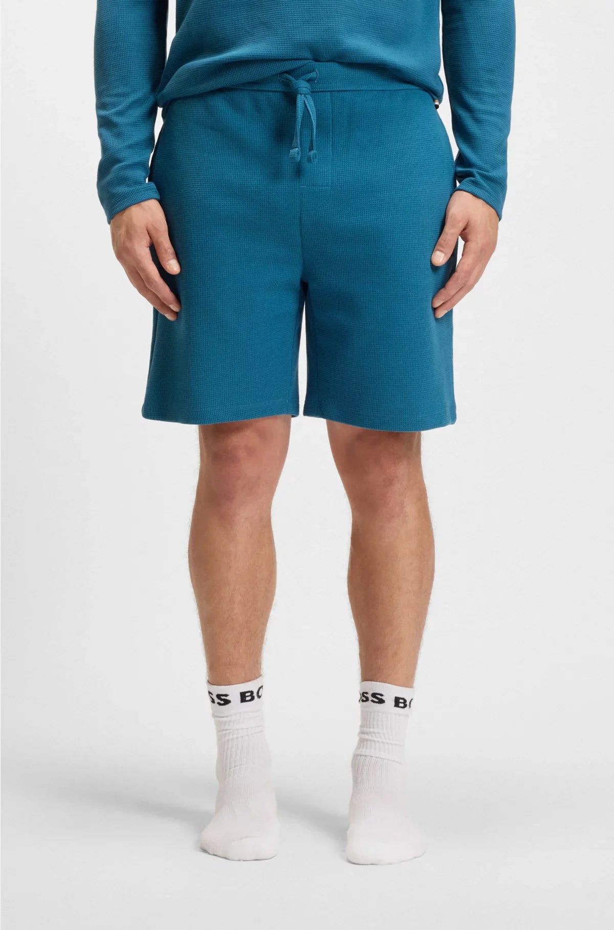 SHORTS PIGIAMA IN COTONE MISTO CON LOGO RICAMATO