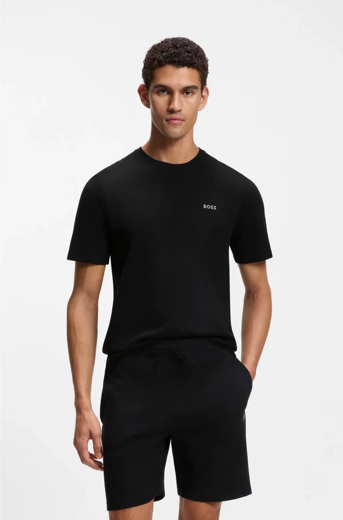 COTTON-BLEND PYJAMA T-SHIRT WITH EMBROIDERED LOGO