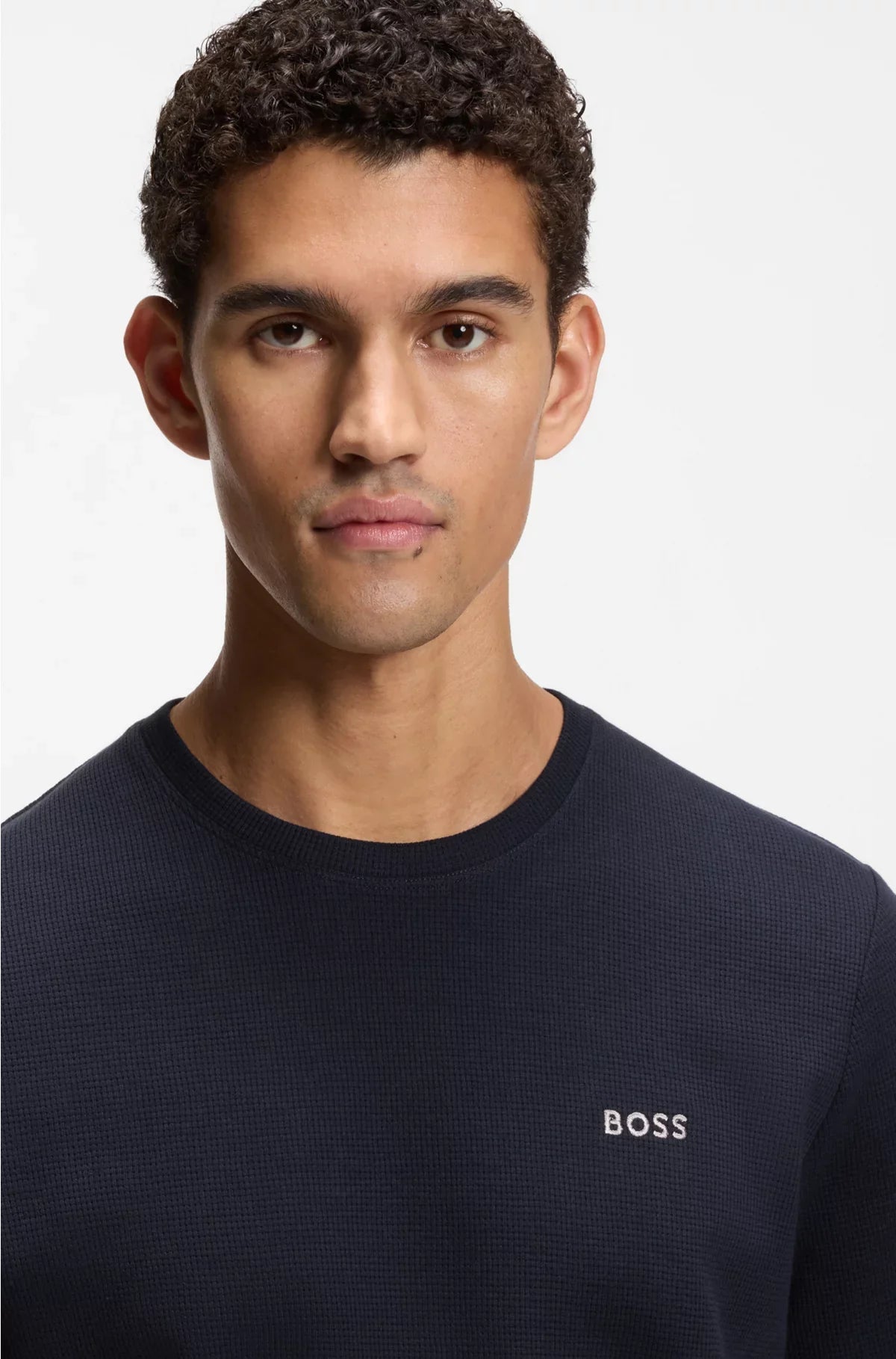 COTTON-BLEND PYJAMA T-SHIRT WITH EMBROIDERED LOGO