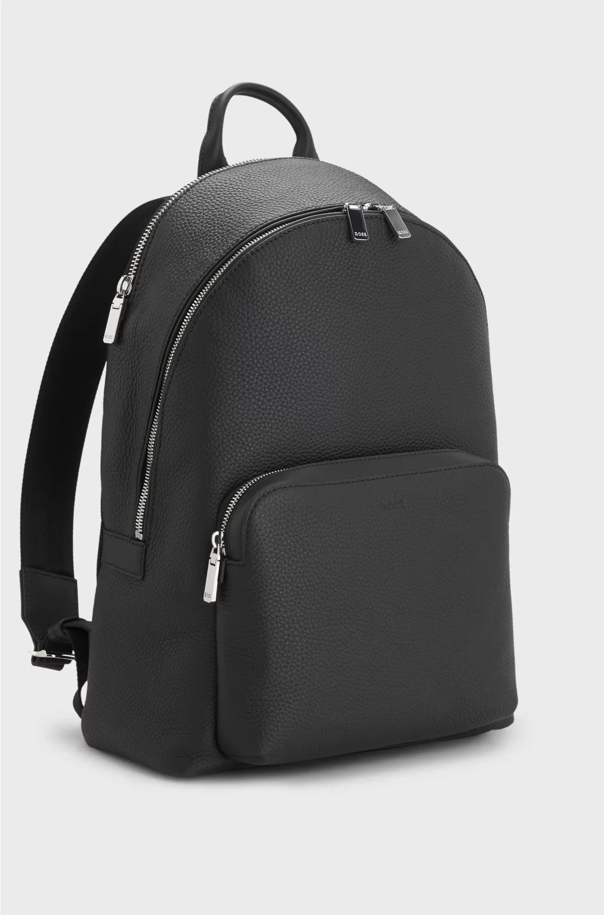 GRAINED ITALIAN-LEATHER BACKPACK WITH EMBOSSED LOGO