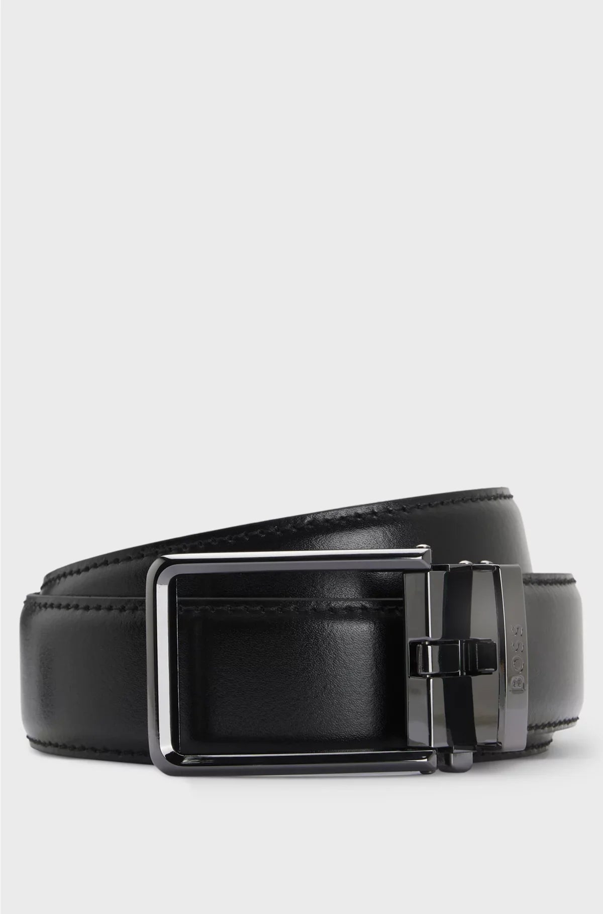ITALIAN-LEATHER AUTOMATIC BELT WITH LOGO KEEPER
