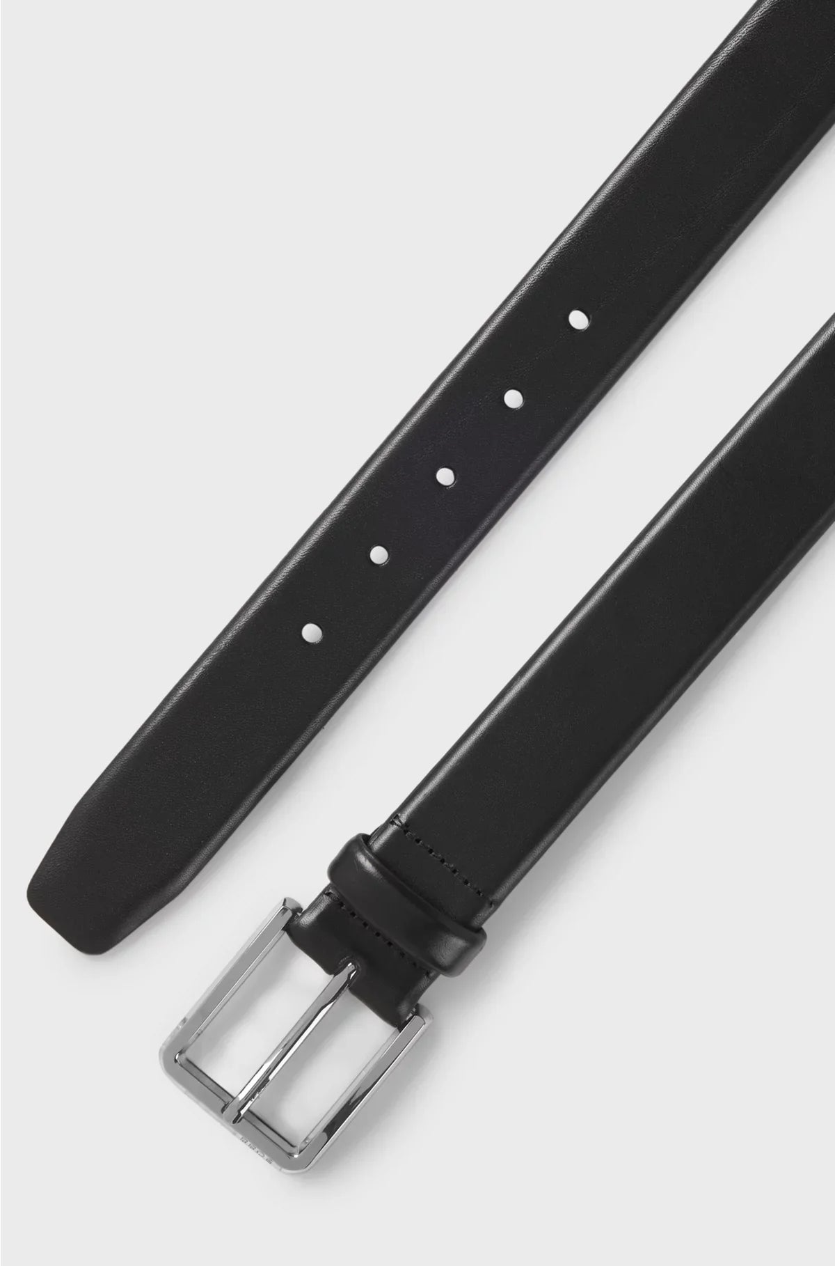 ITALIAN-LEATHER BELT WITH POLISHED GUNMETAL BUCKLE