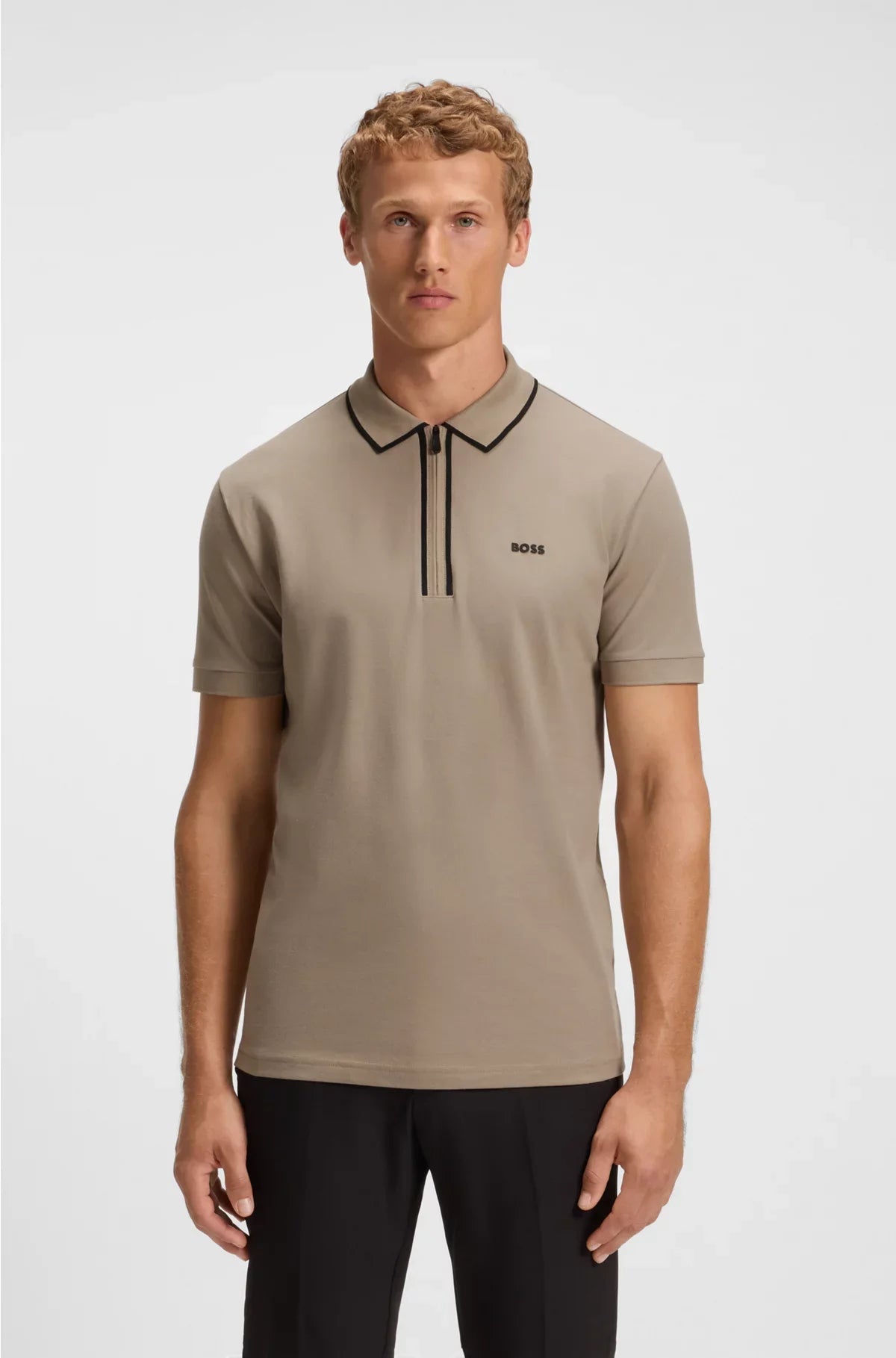 STRETCH-COTTON POLO SHIRT WITH CONTRAST STRIPES
