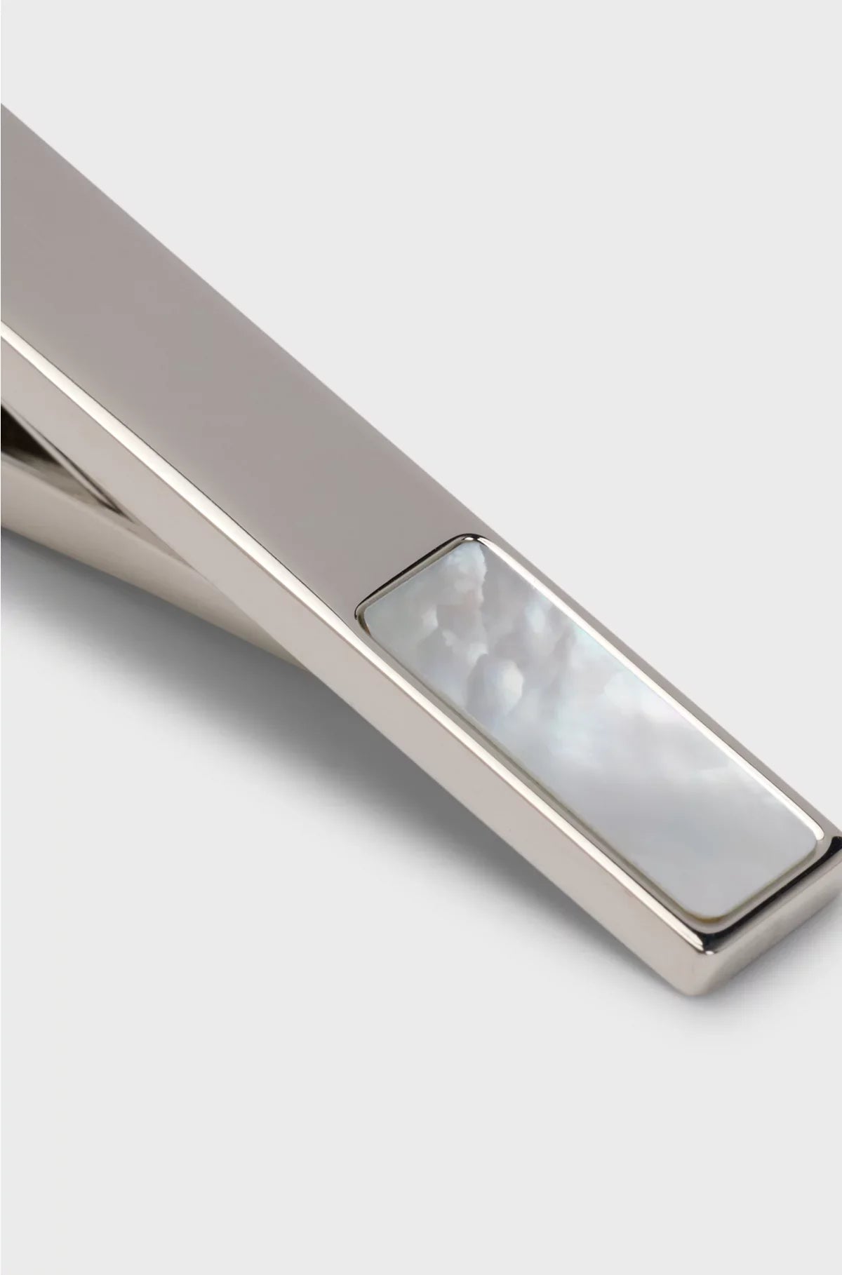 BRASS TIE CLIP WITH MOTHER-OF-PEARL INSERT
