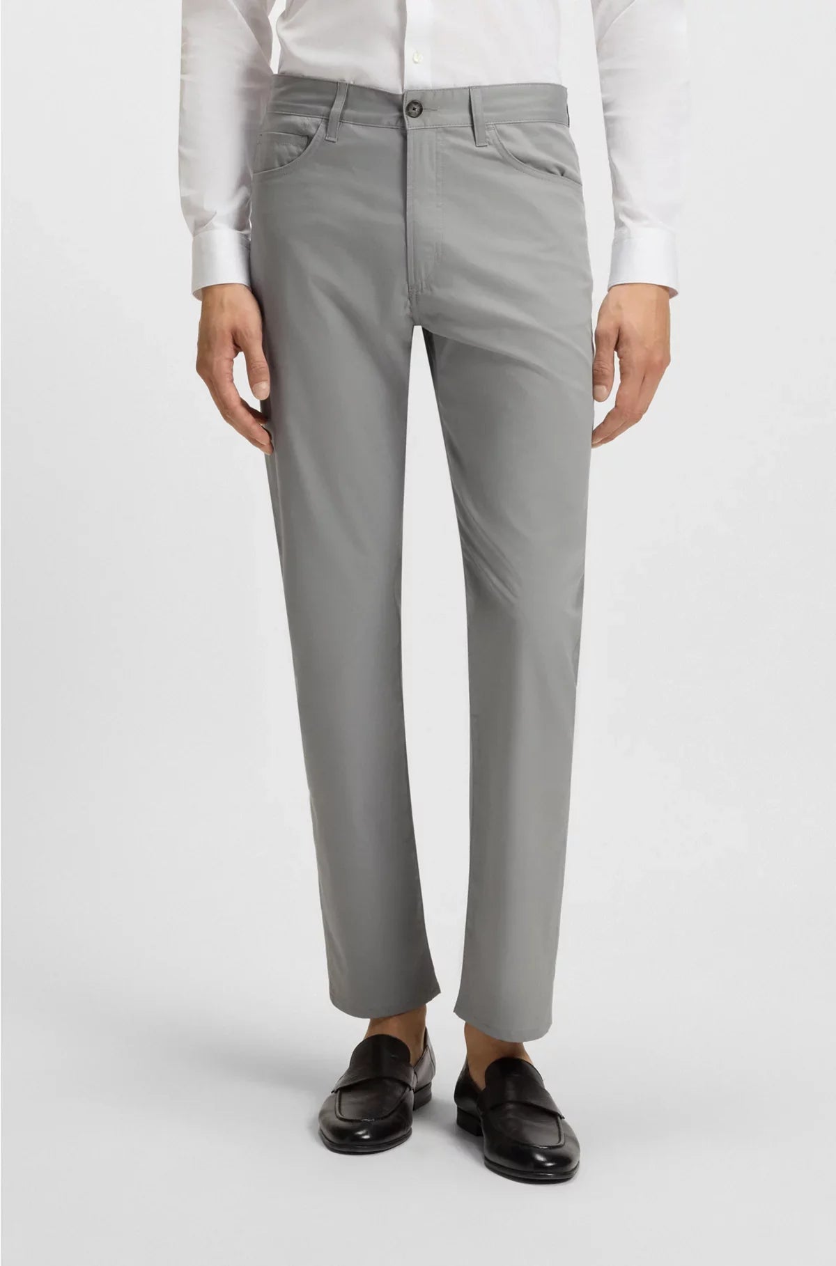 SLIM-FIT TROUSERS IN COTTON, SILK AND STRETCH