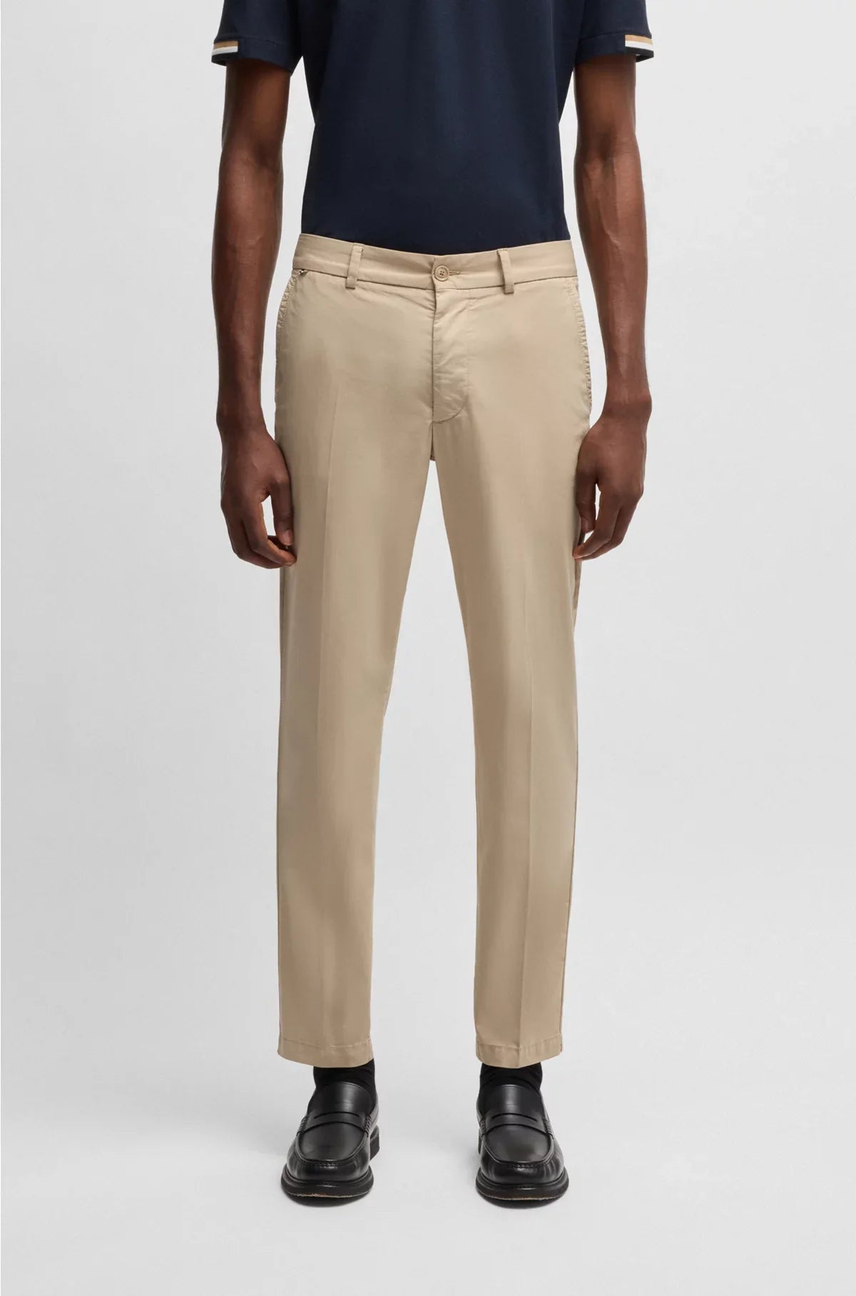 SLIM-FIT TROUSERS IN COTTON-BLEND SATIN